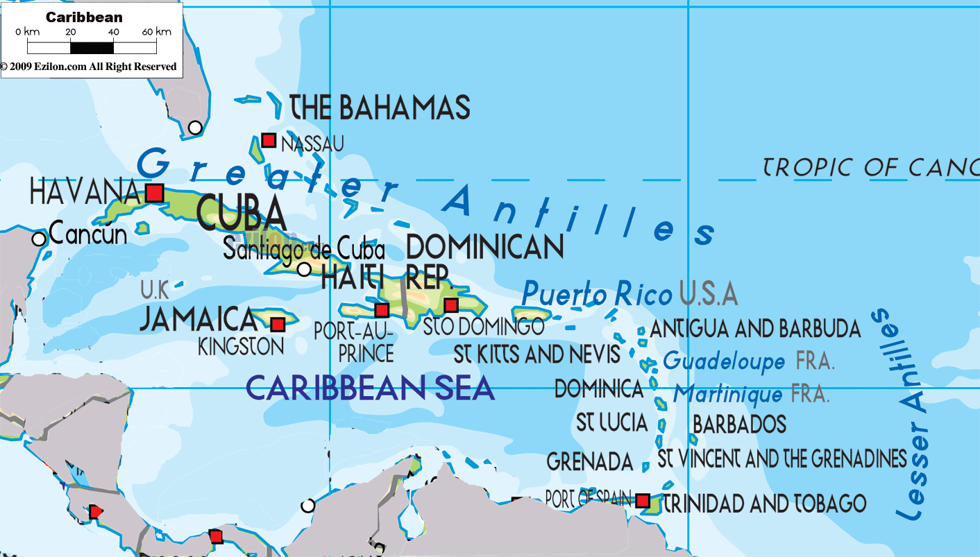 caribbean on map