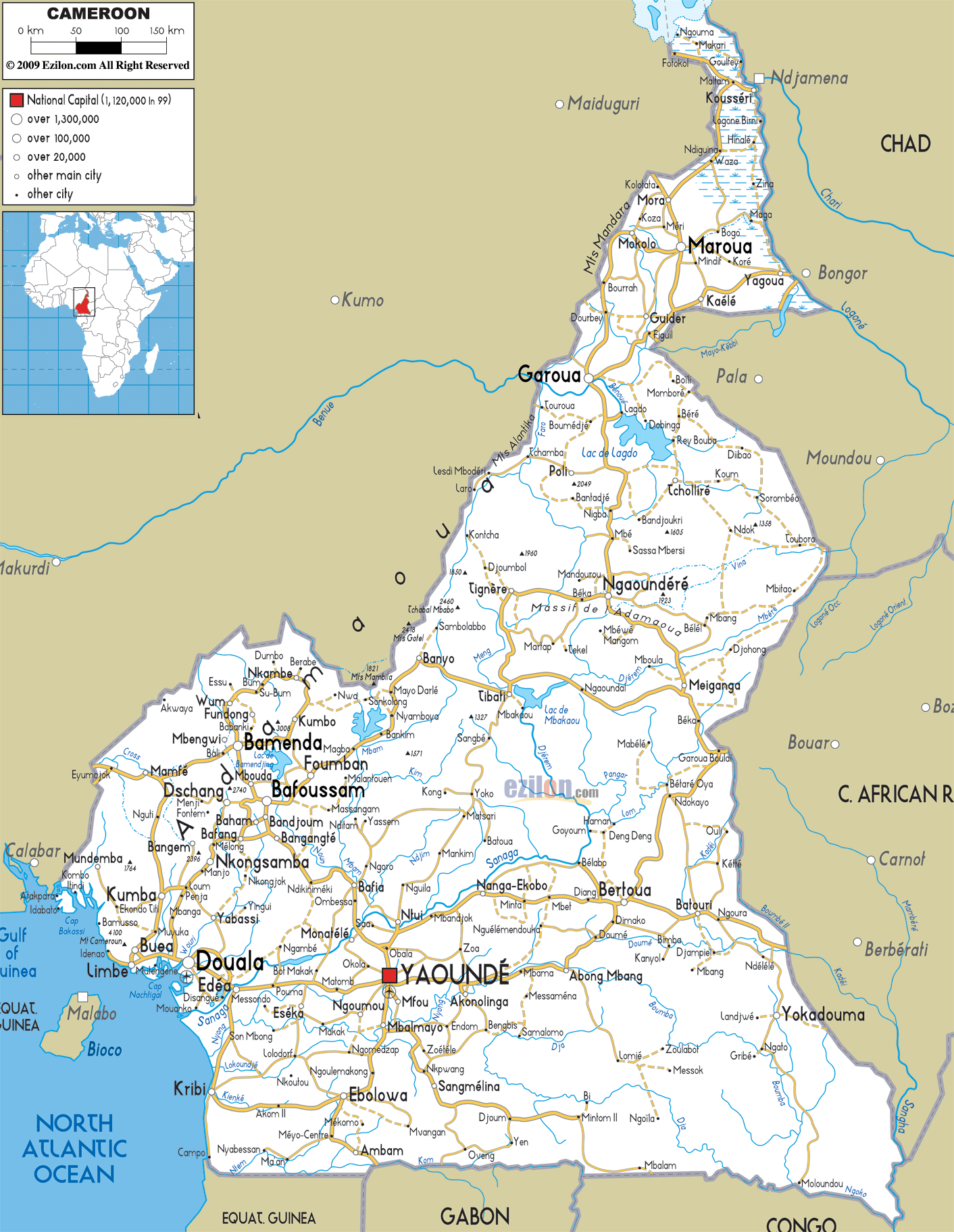 africa map cameroon