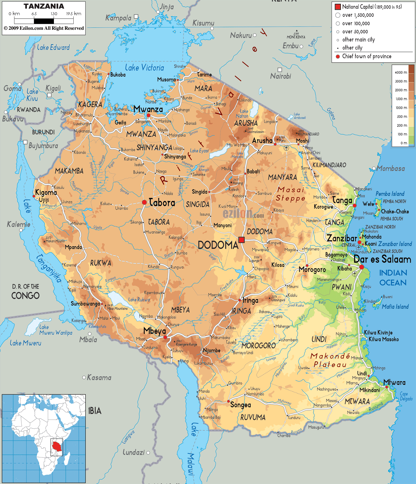 [Obrazek: Tanzania-physical-map.gif]