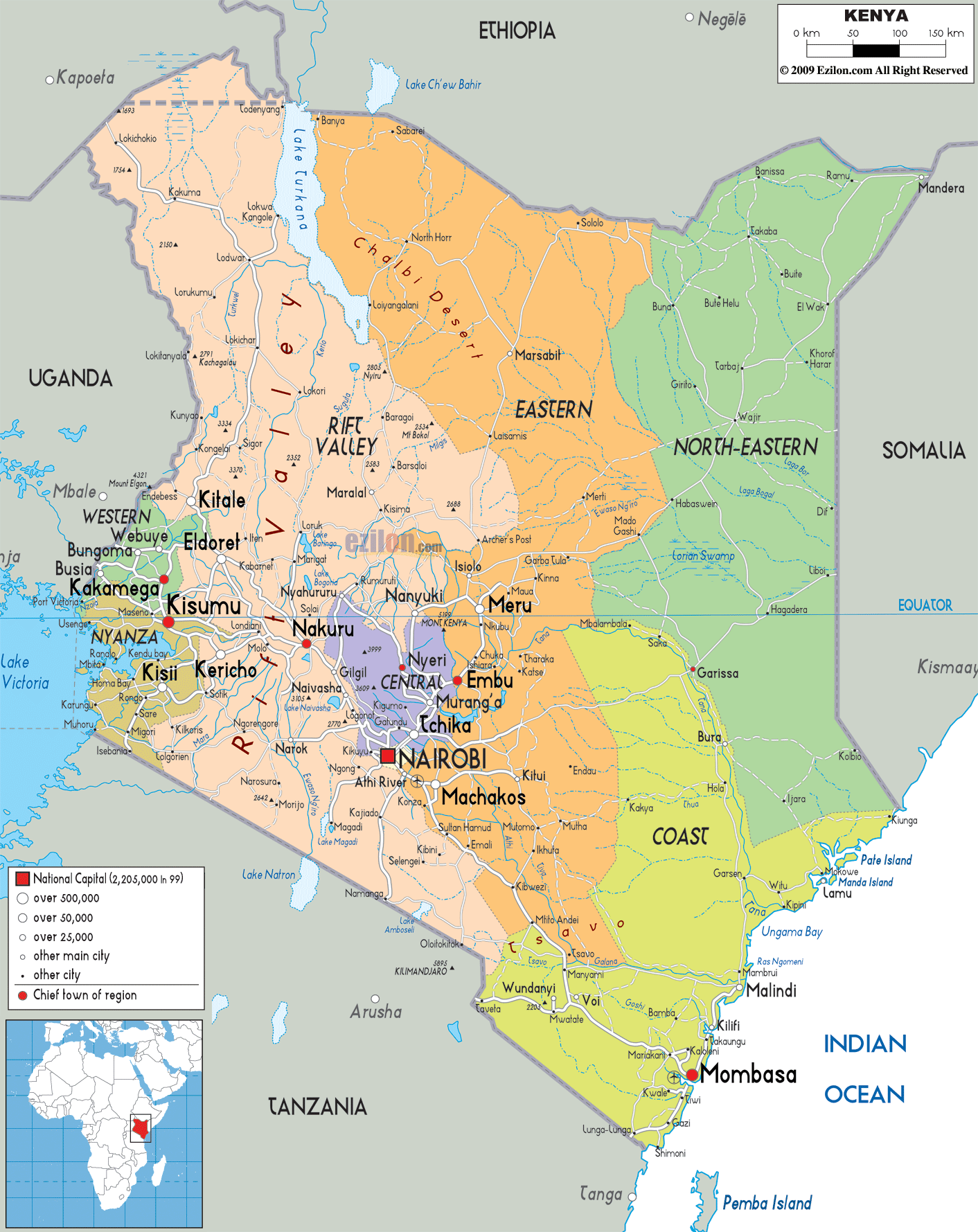 Political Map Of Kenya 