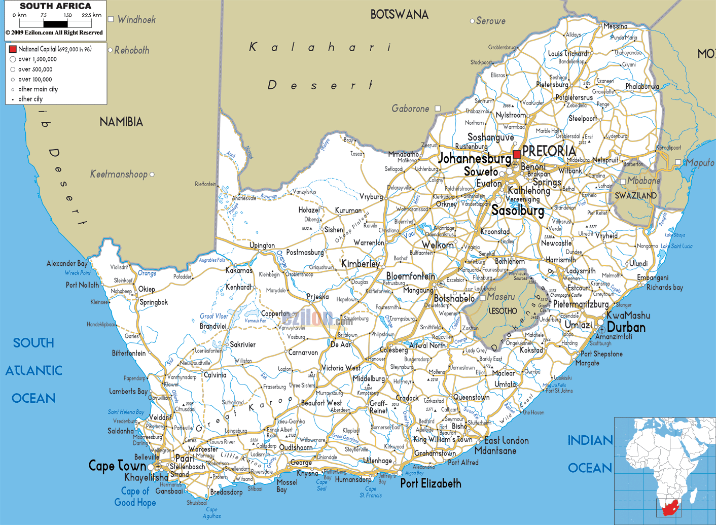 Detailed Clear Large Road Map Of South Africa And South African Road Maps