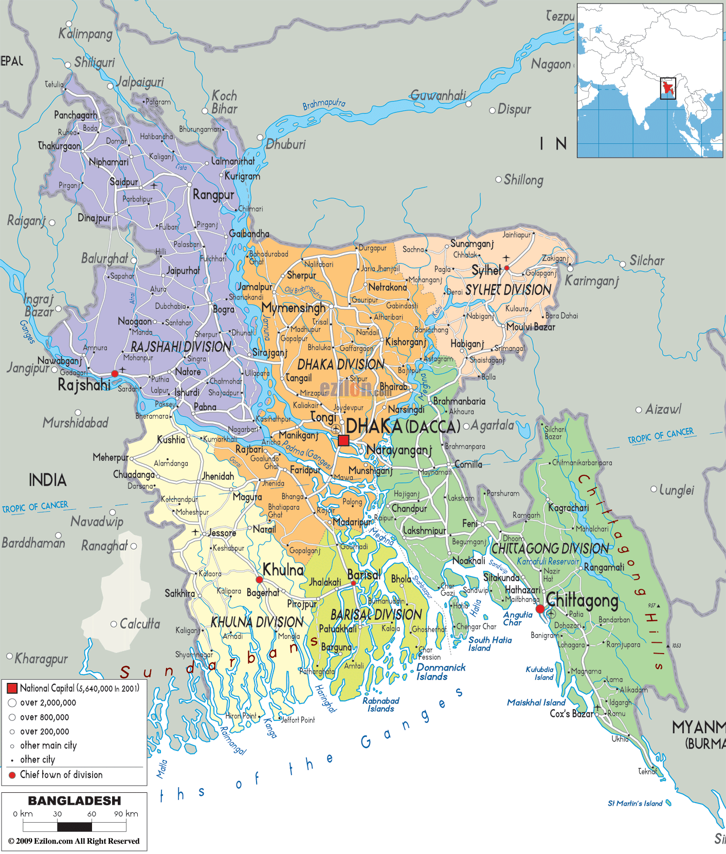 Political Map of Bangladesh - Ezilon Maps