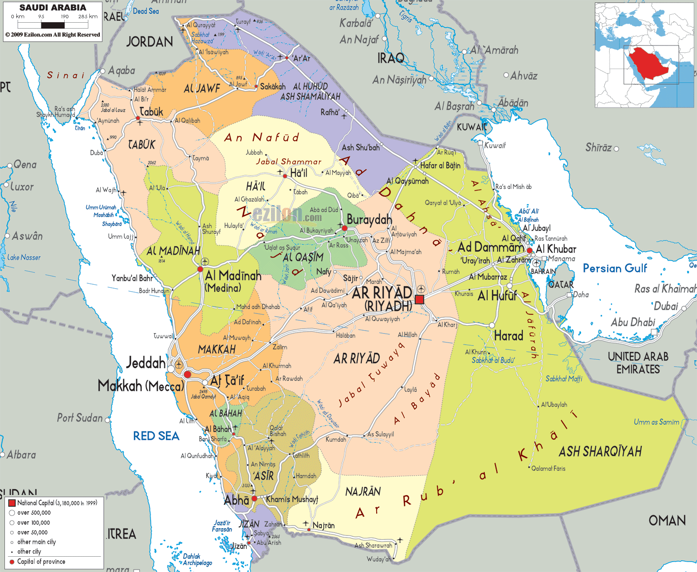 Political Map Of Saudi Arabia Ezilon Maps