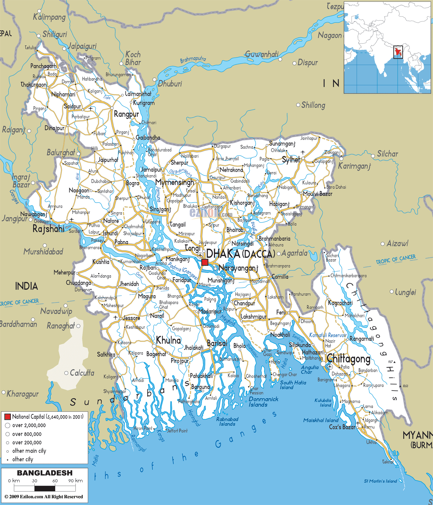 Road Map of Bangladesh - Ezilon Maps