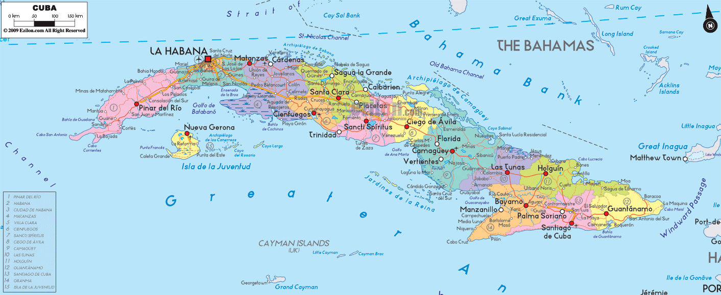 Political Map of Cuba - Ezilon Maps
