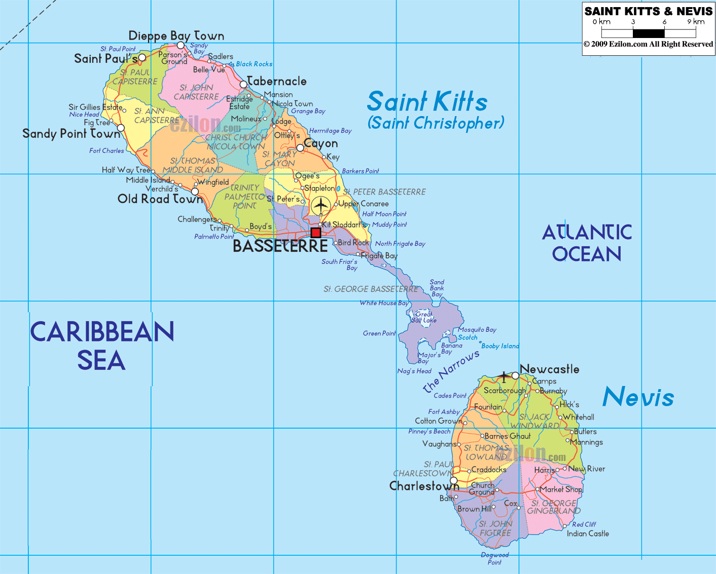 Political Map Of St.Kitts 