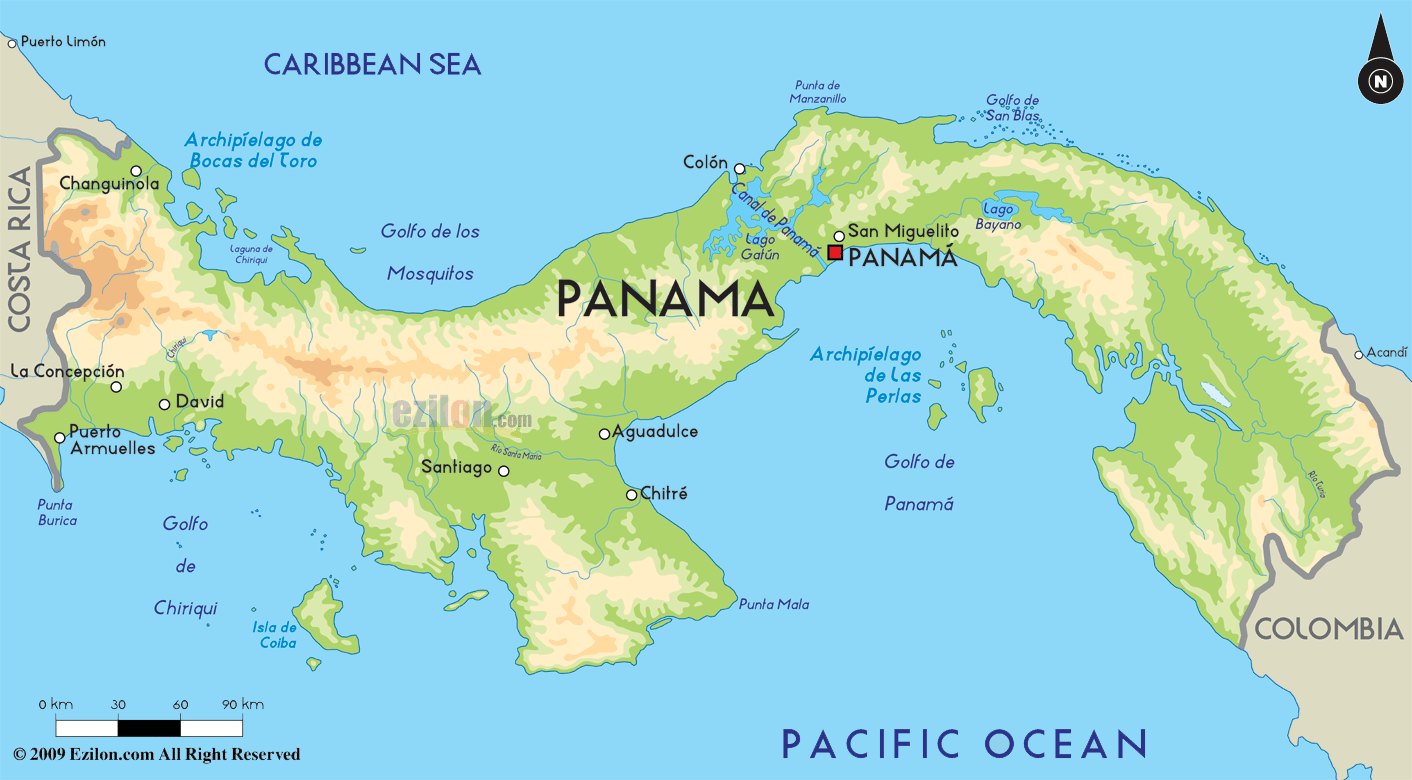 Road Map of Panama and Panama Road Maps