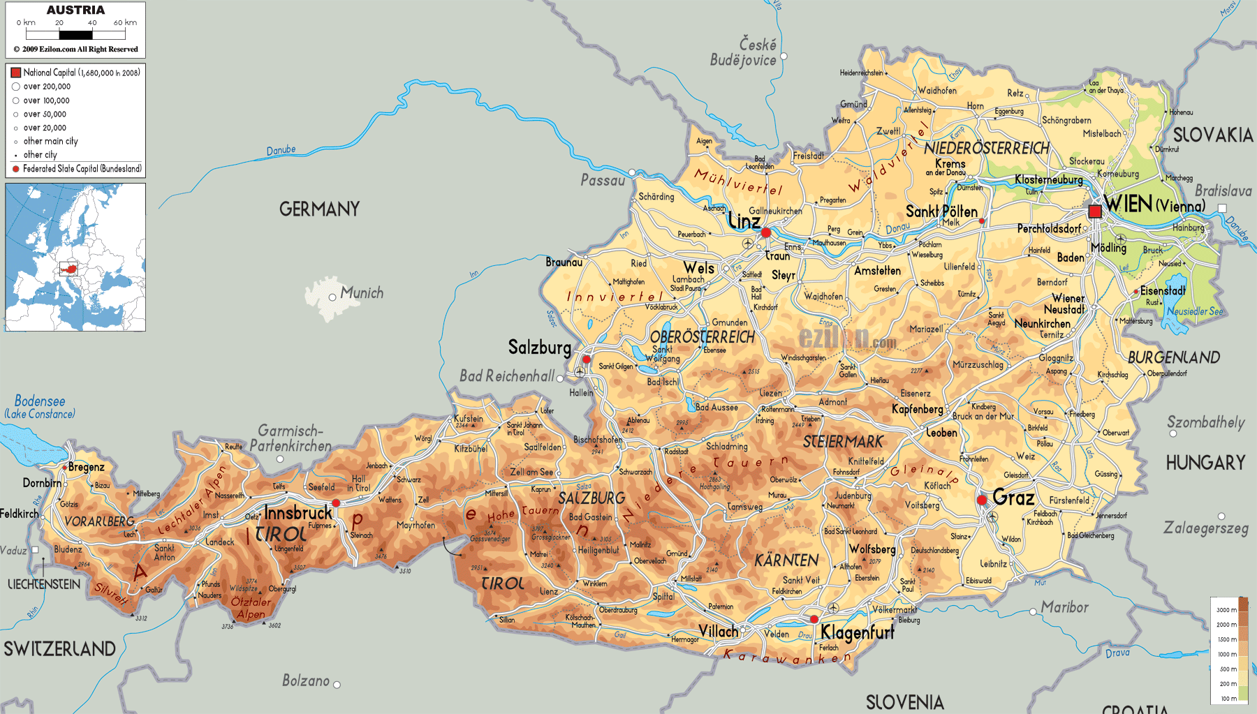 Landkarte Österreich Karte