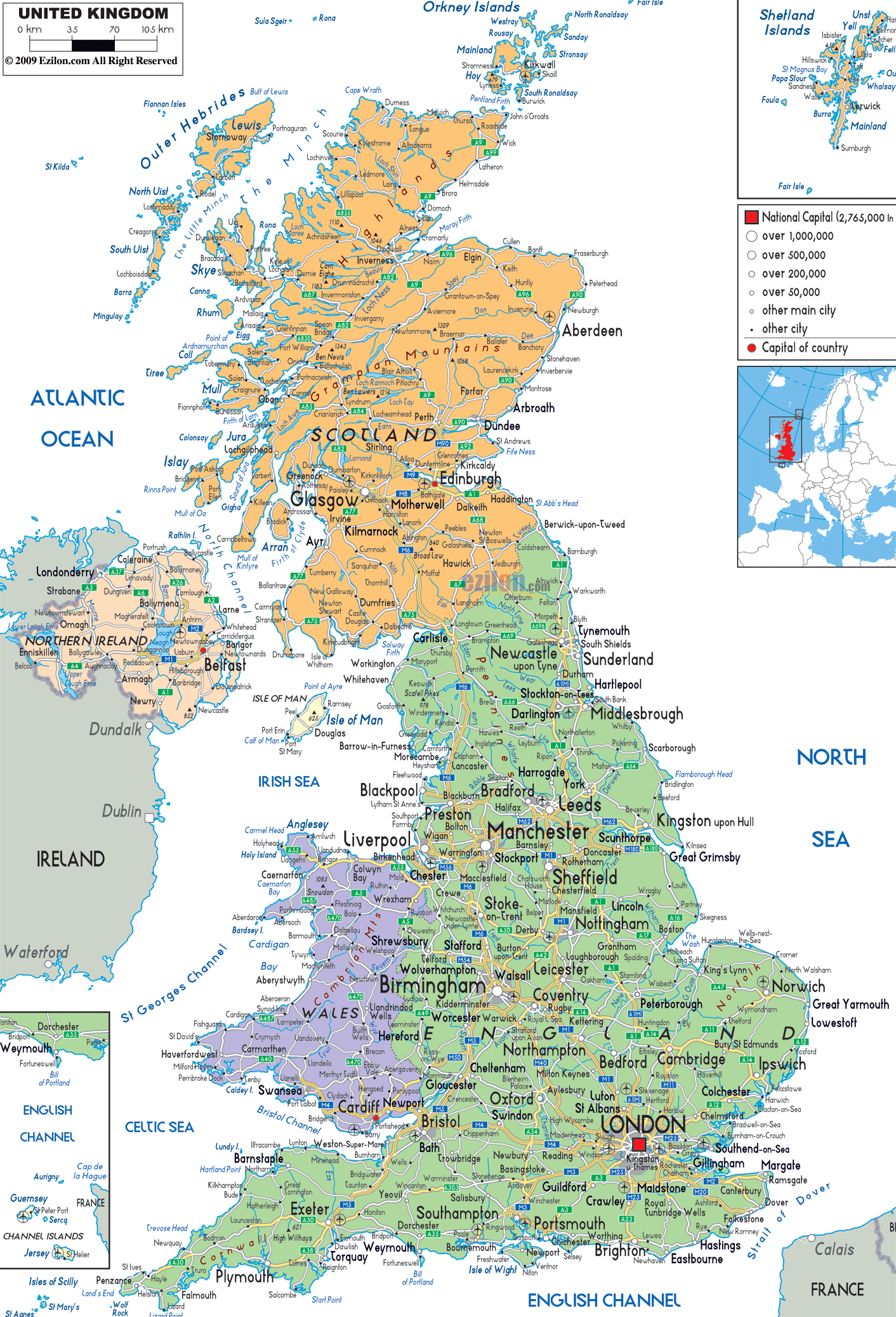 Political Map of United Kingdom - Ezilon Map