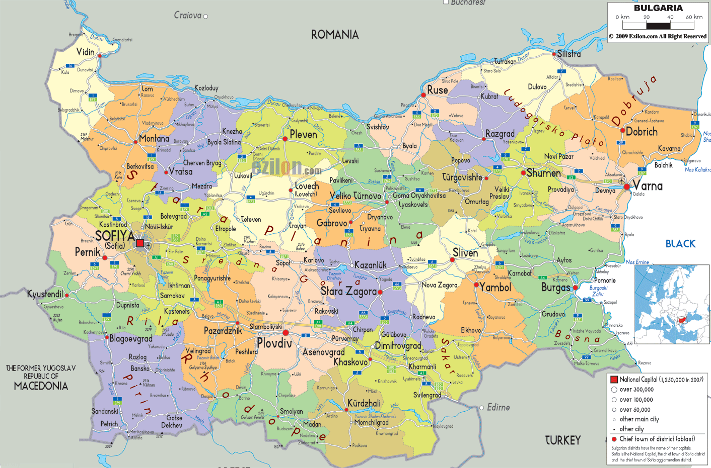 Administrative Map Of Bulgaria