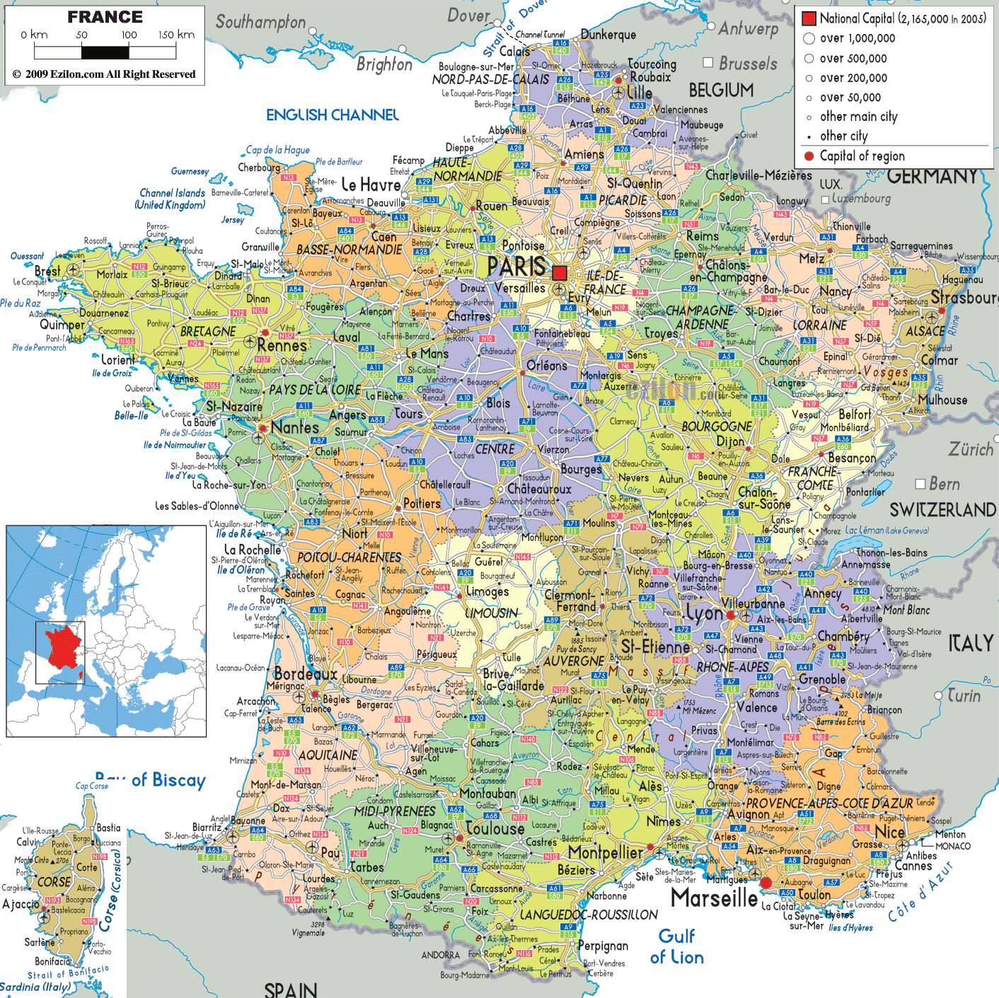 political map of france