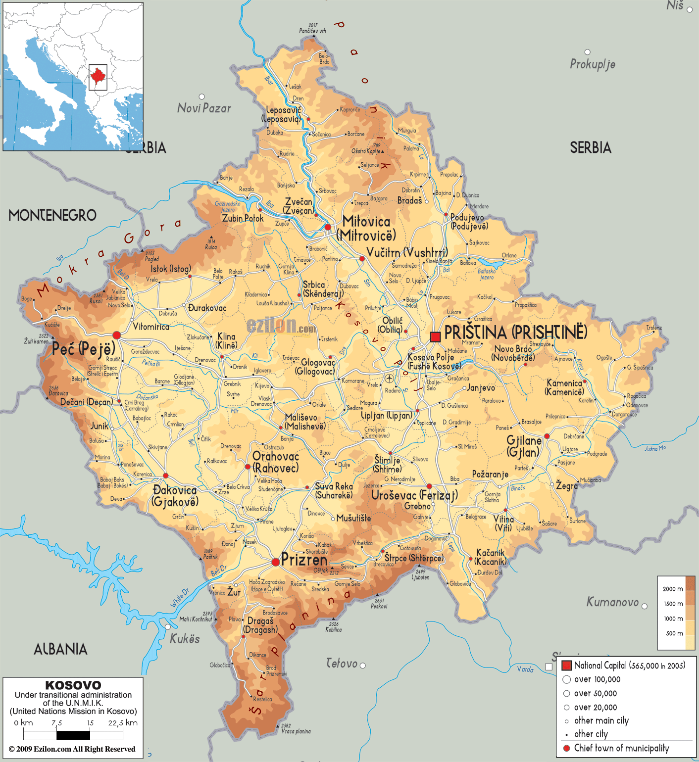 karta srbije i kosova KOSOVO Karta Kosova – Autokarta – Zemljovid | Gorila karta srbije i kosova