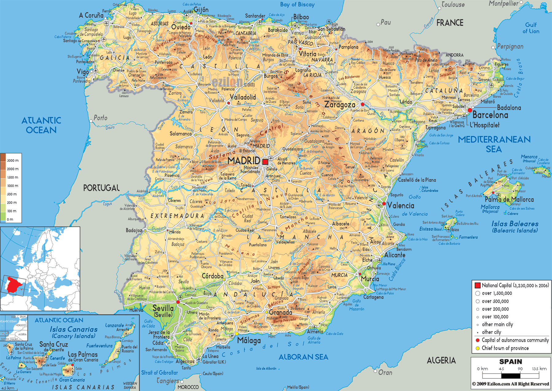 map if spain