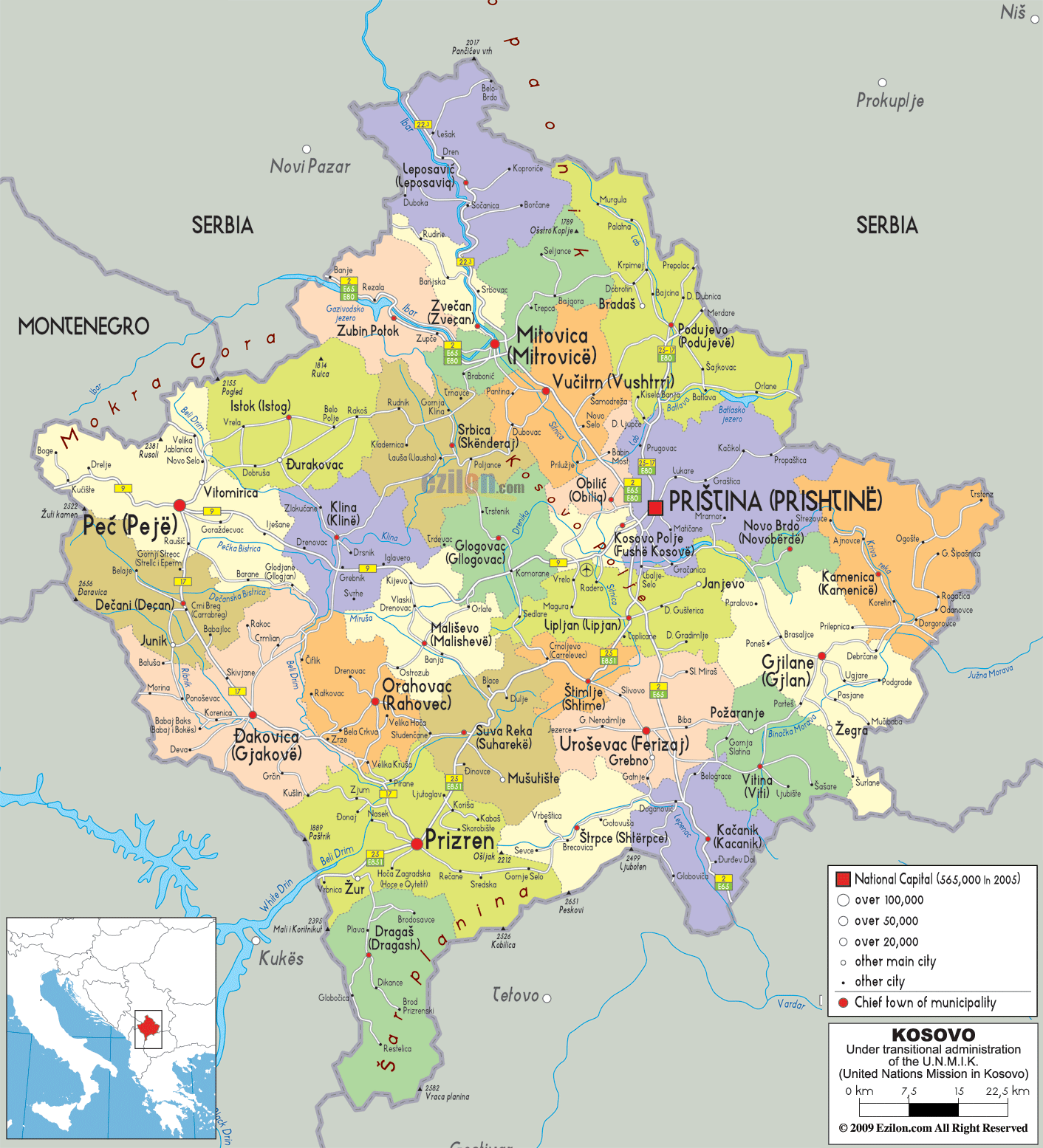 kosovo karta Kosovo in Maps   a Link Atlas kosovo karta