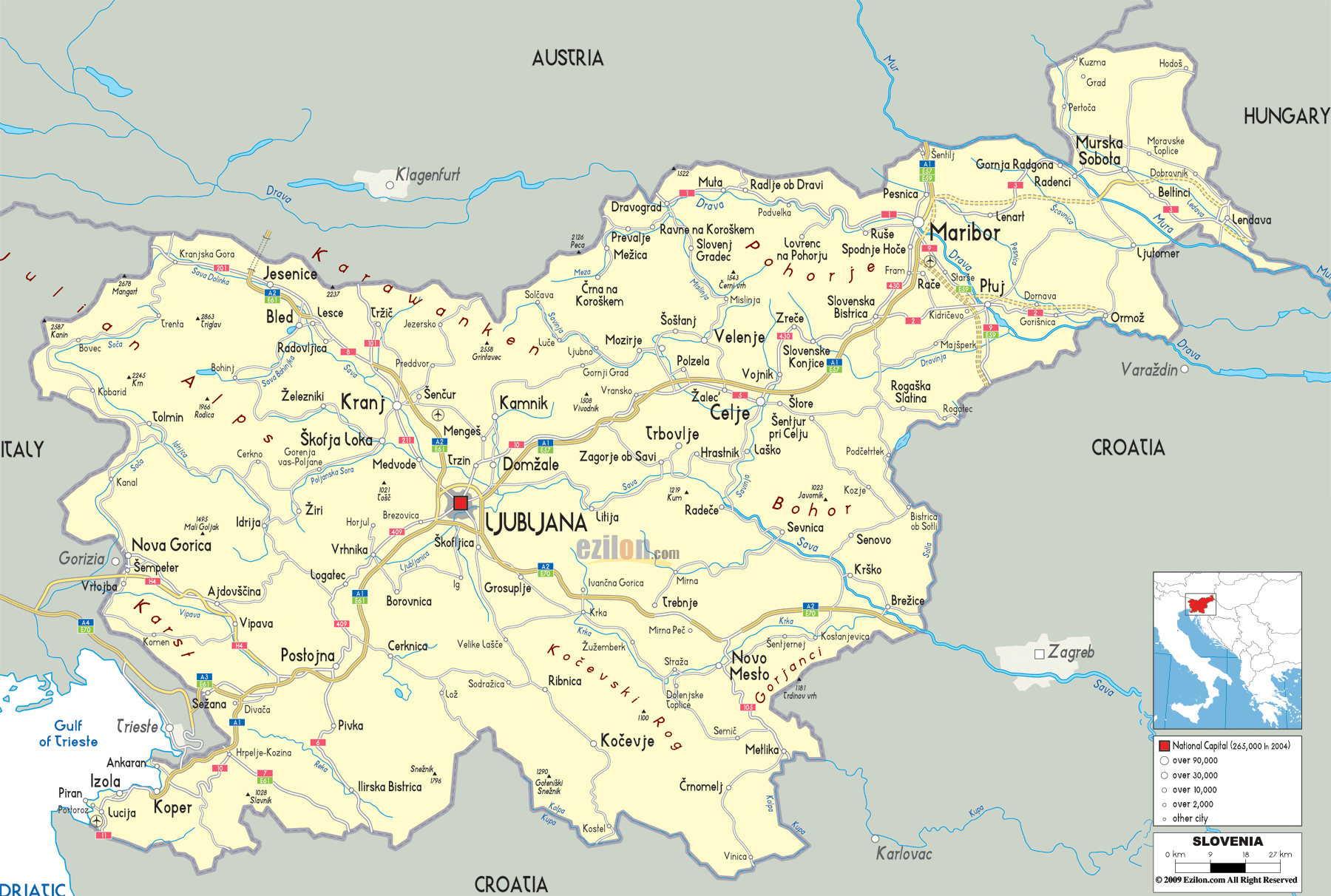 Political Map of Slovenia - Ezilon Maps