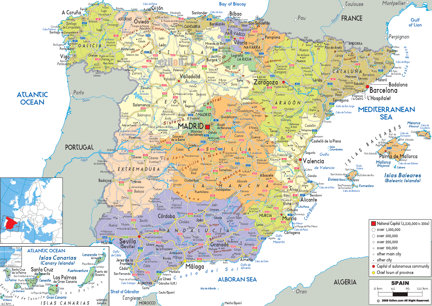 map if spain