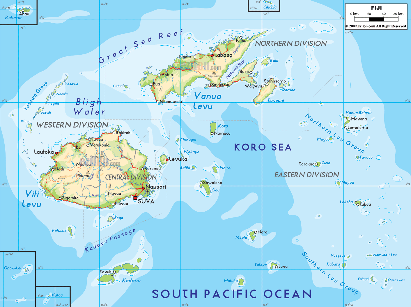 Oceania Physical Map