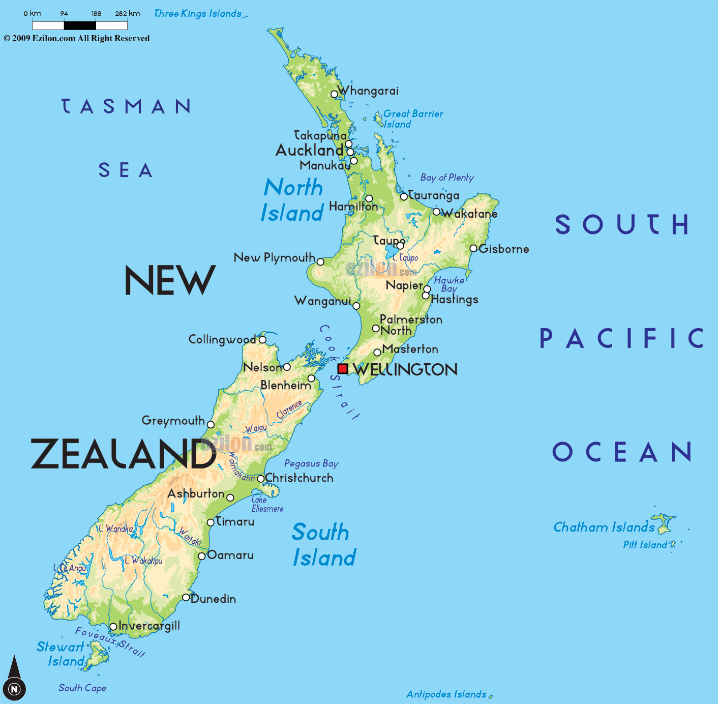 Road Map of New Zealand and New Zealand Road Maps