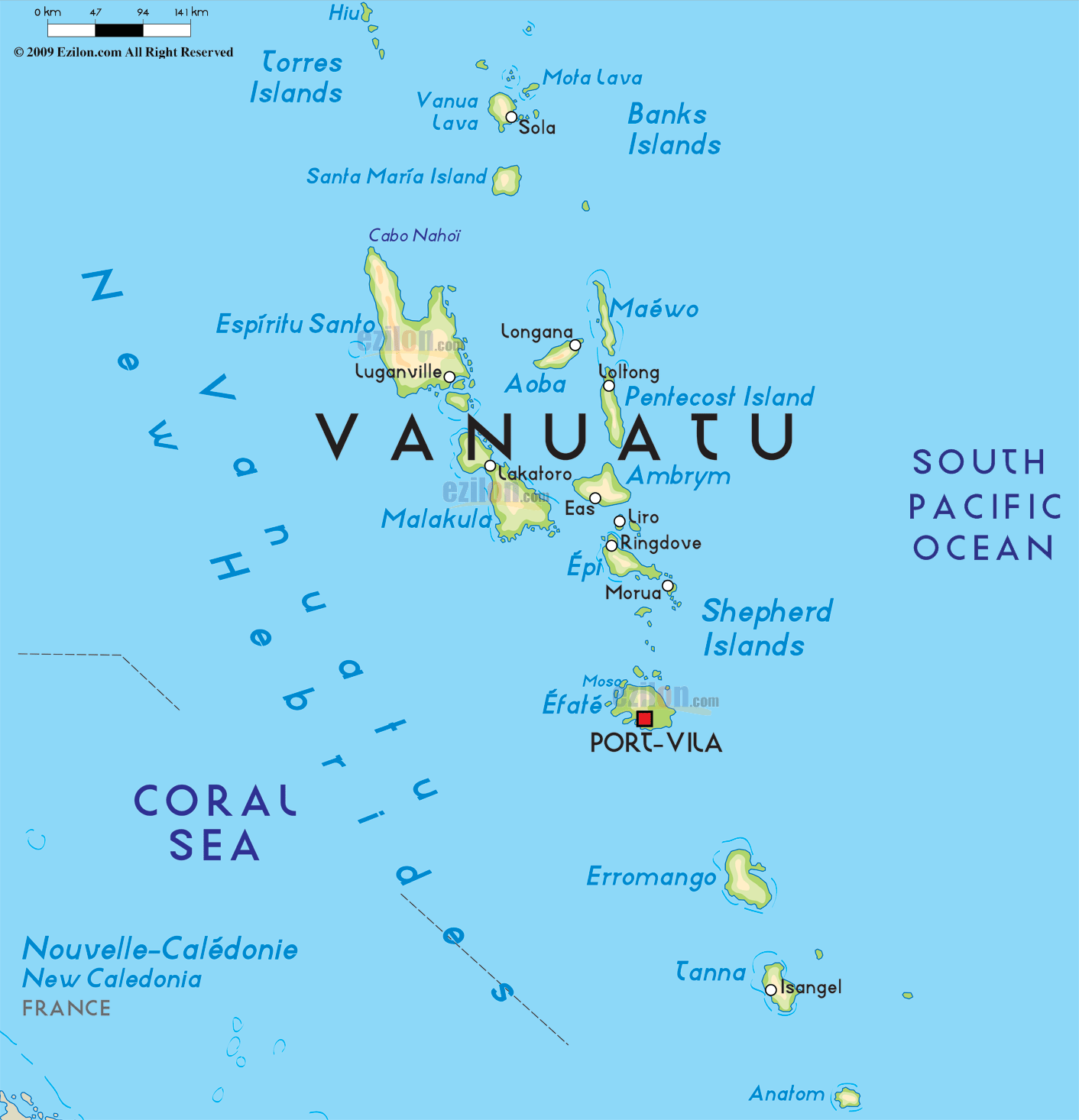 Road Map Of Vanuatu And Vanuatu Road Maps