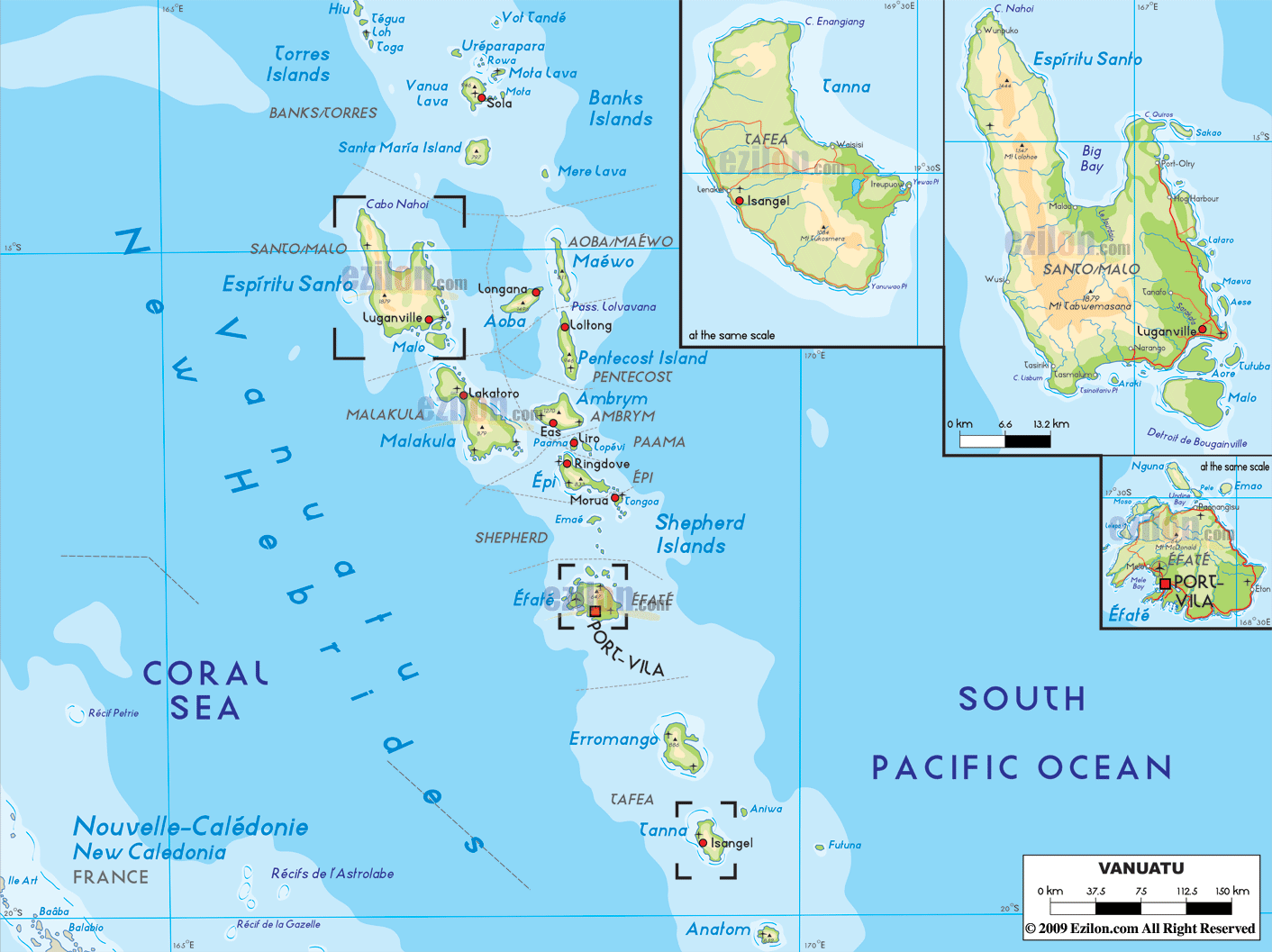 Physical Map Of Vanuatu Ezilon Maps