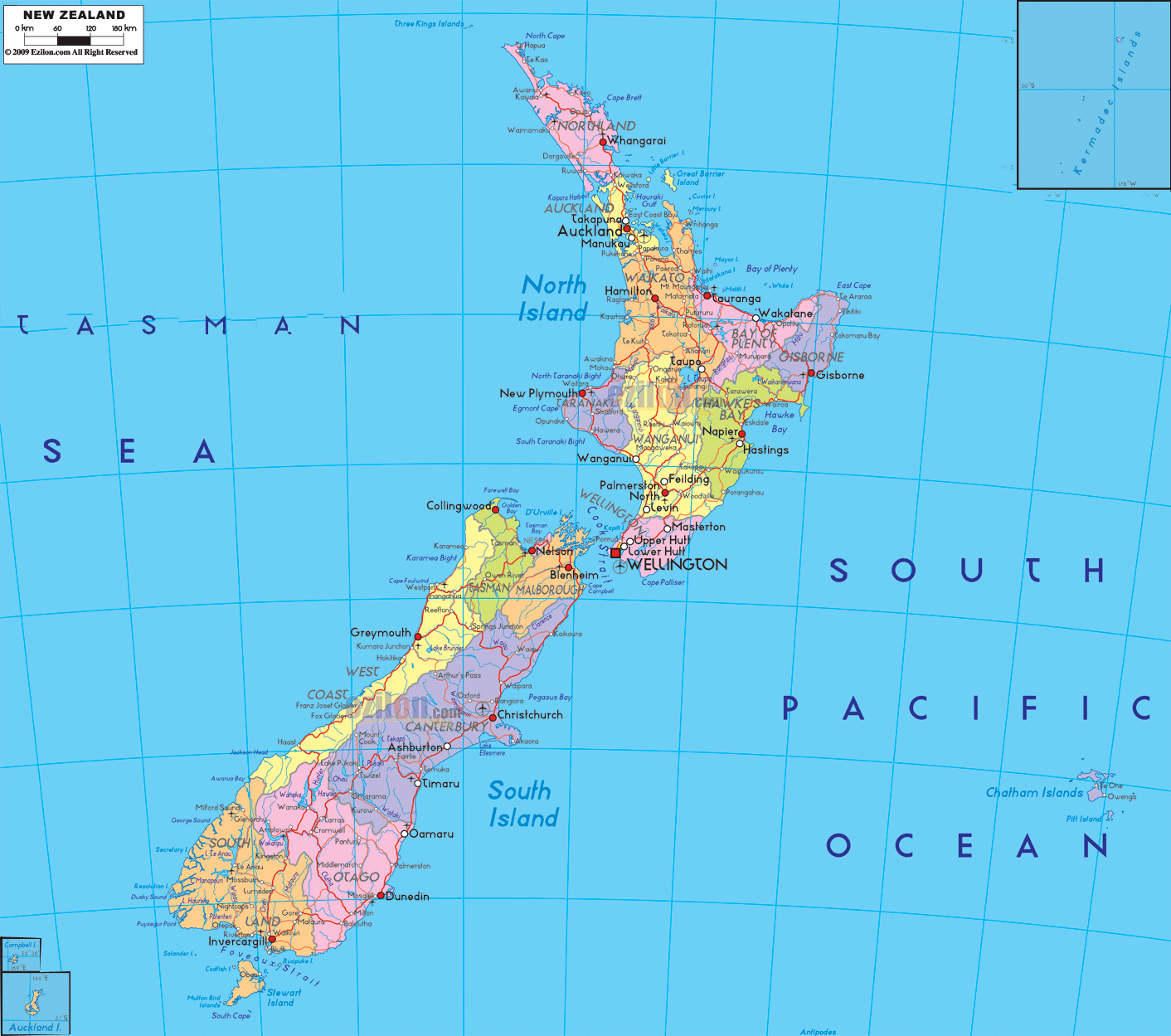 NEW ZEALAND MAP PETIT-DIEULOIS