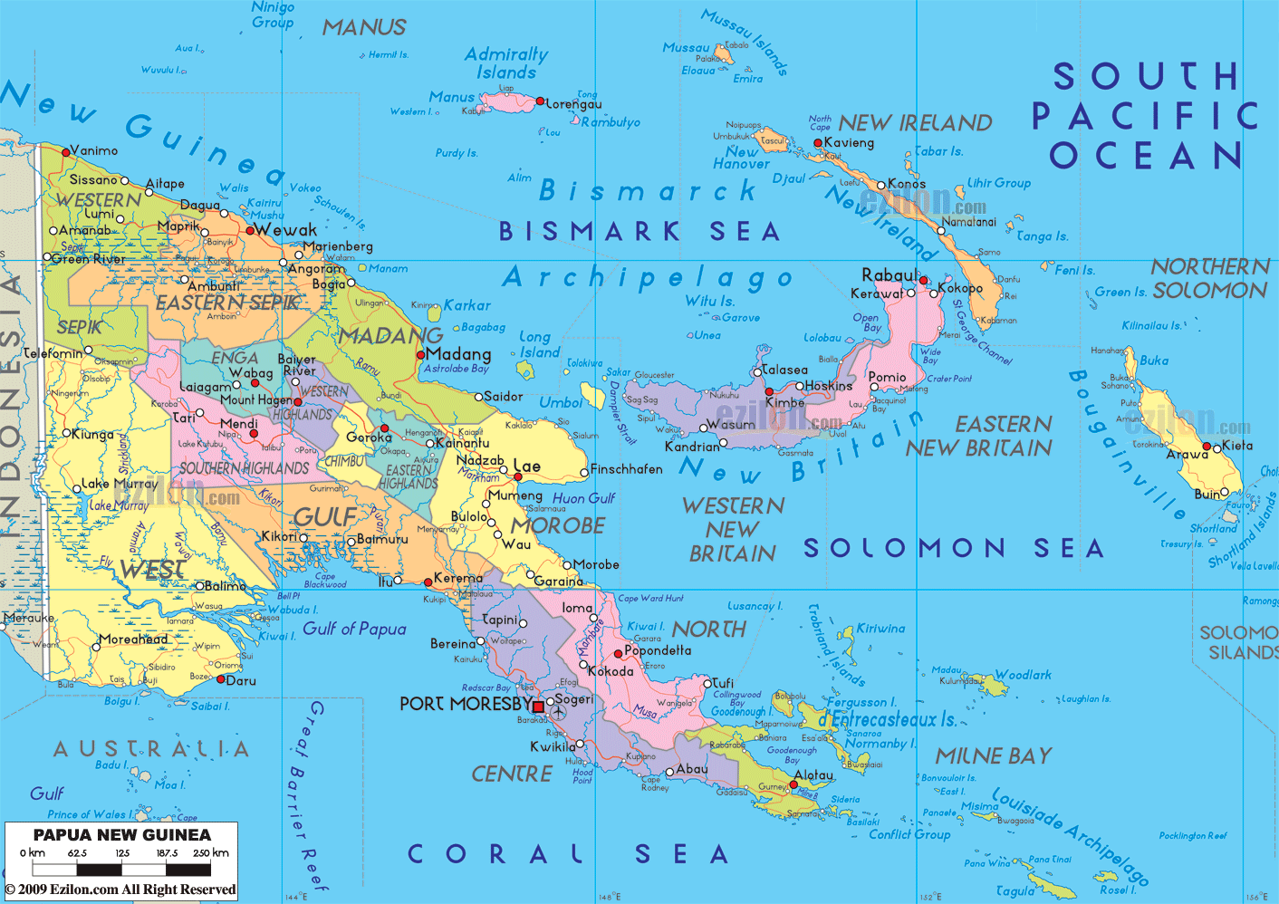 Island: papua new guinea map