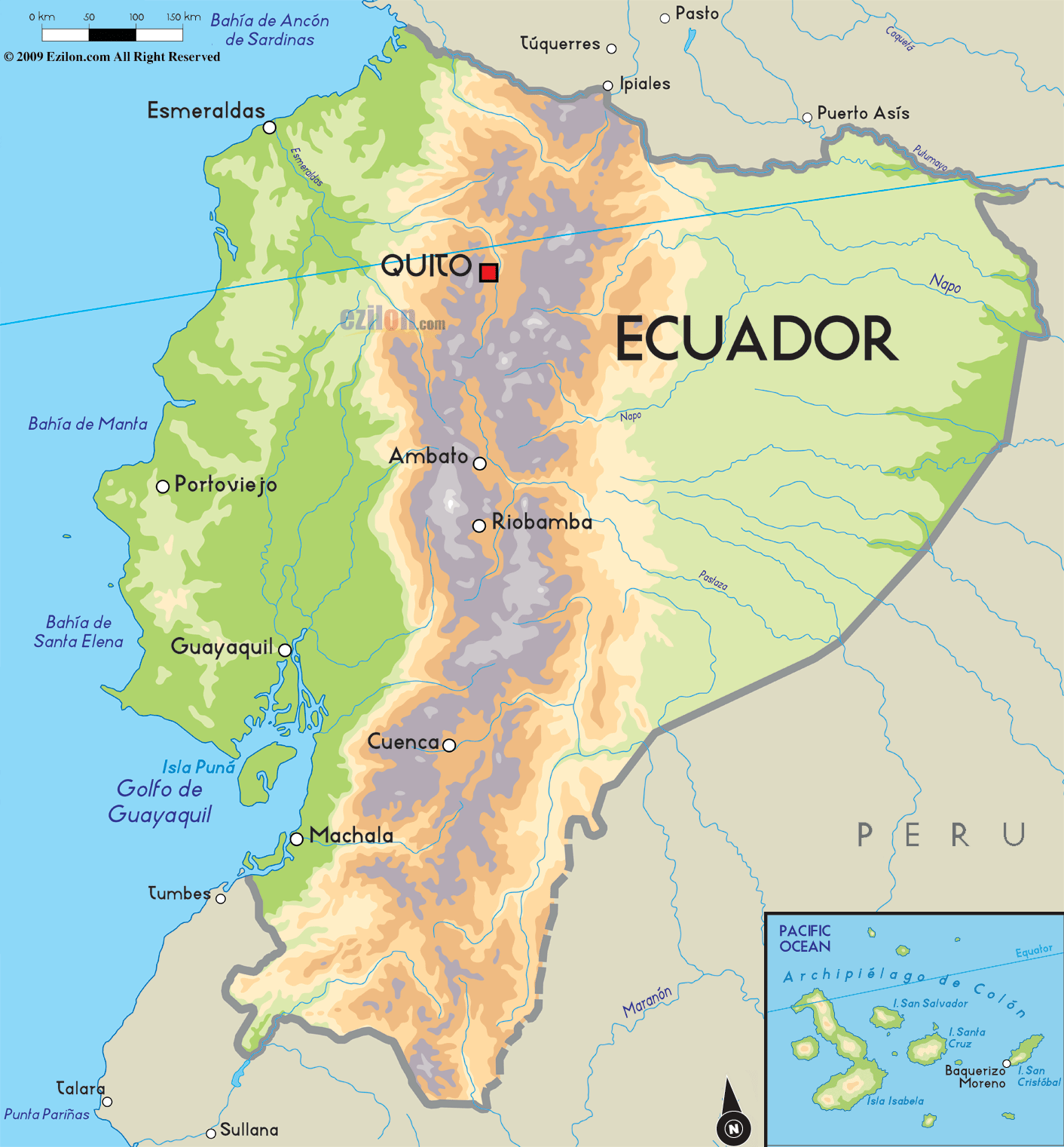 Road Map of Ecuador and Ecuador Road Maps