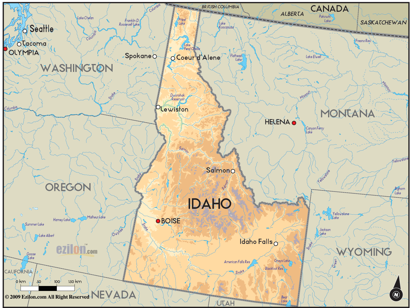 Idaho Geographical Map