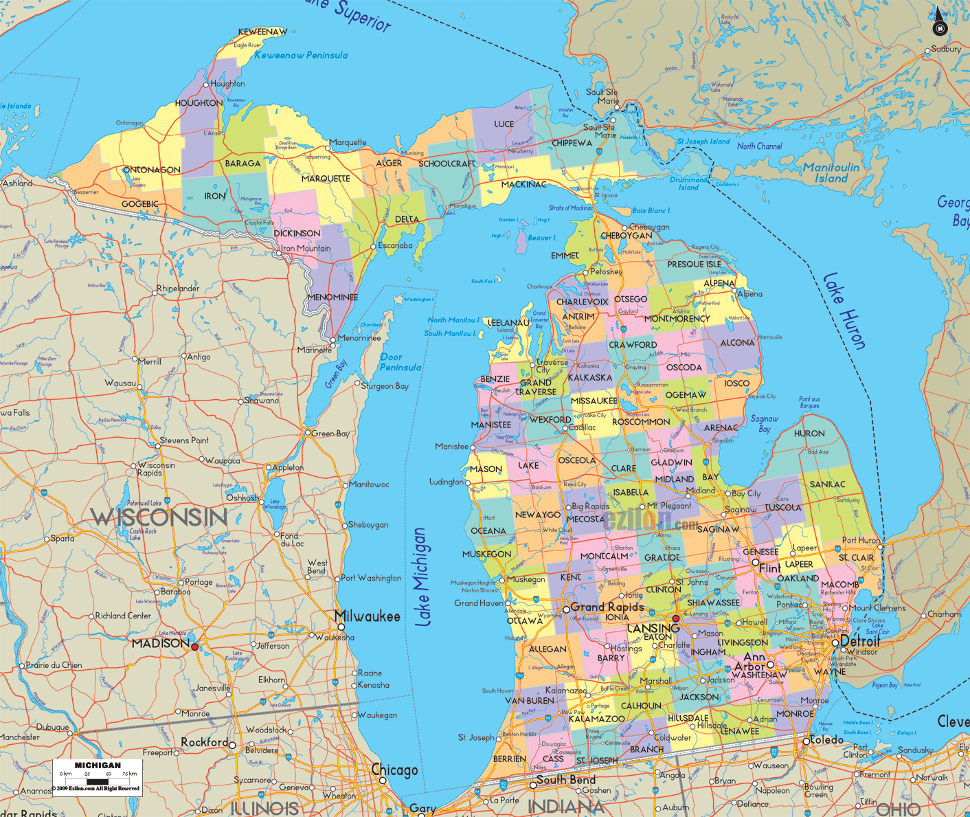 michigan county map