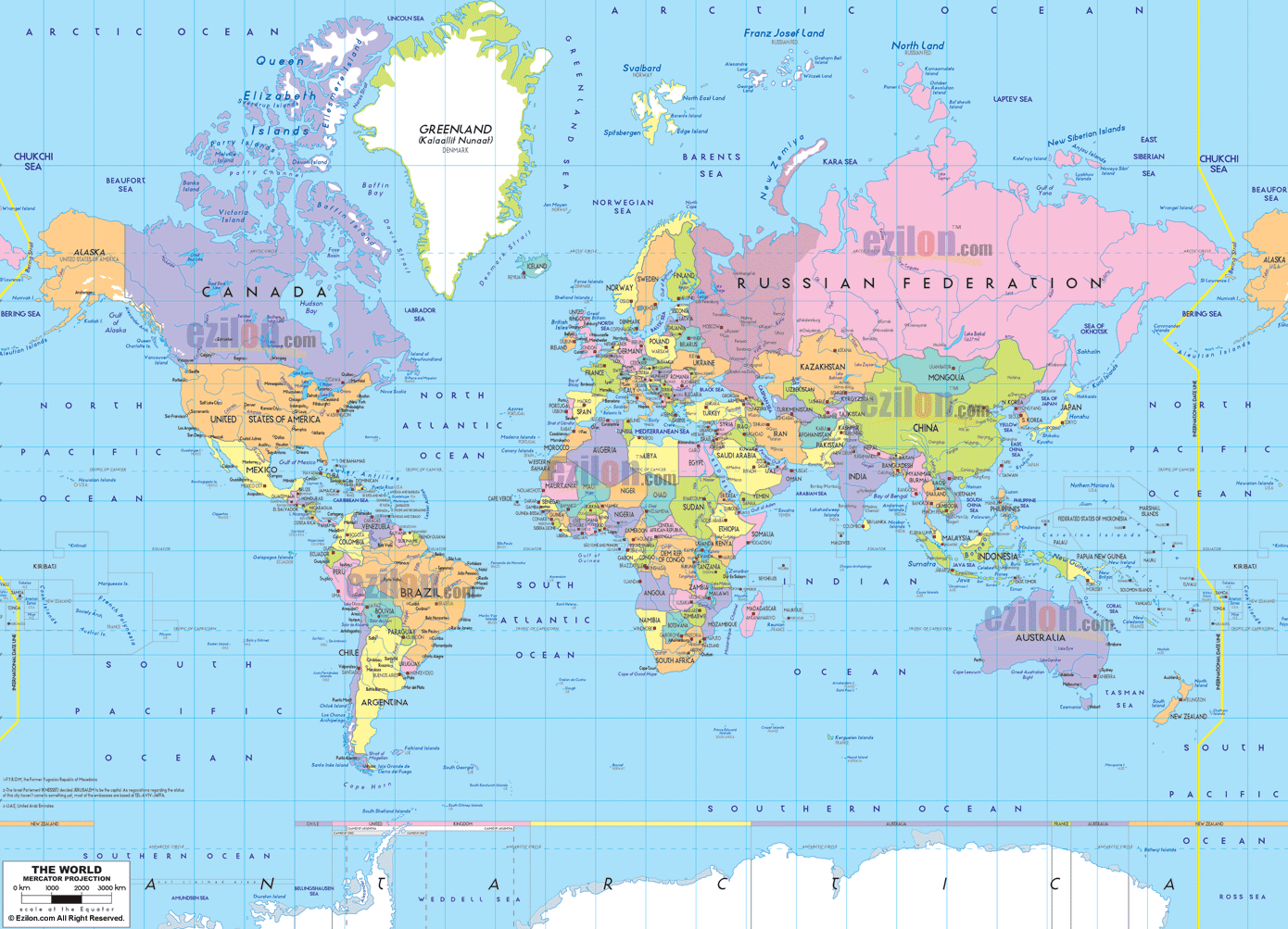 World Political Map - Ezilon Maps
