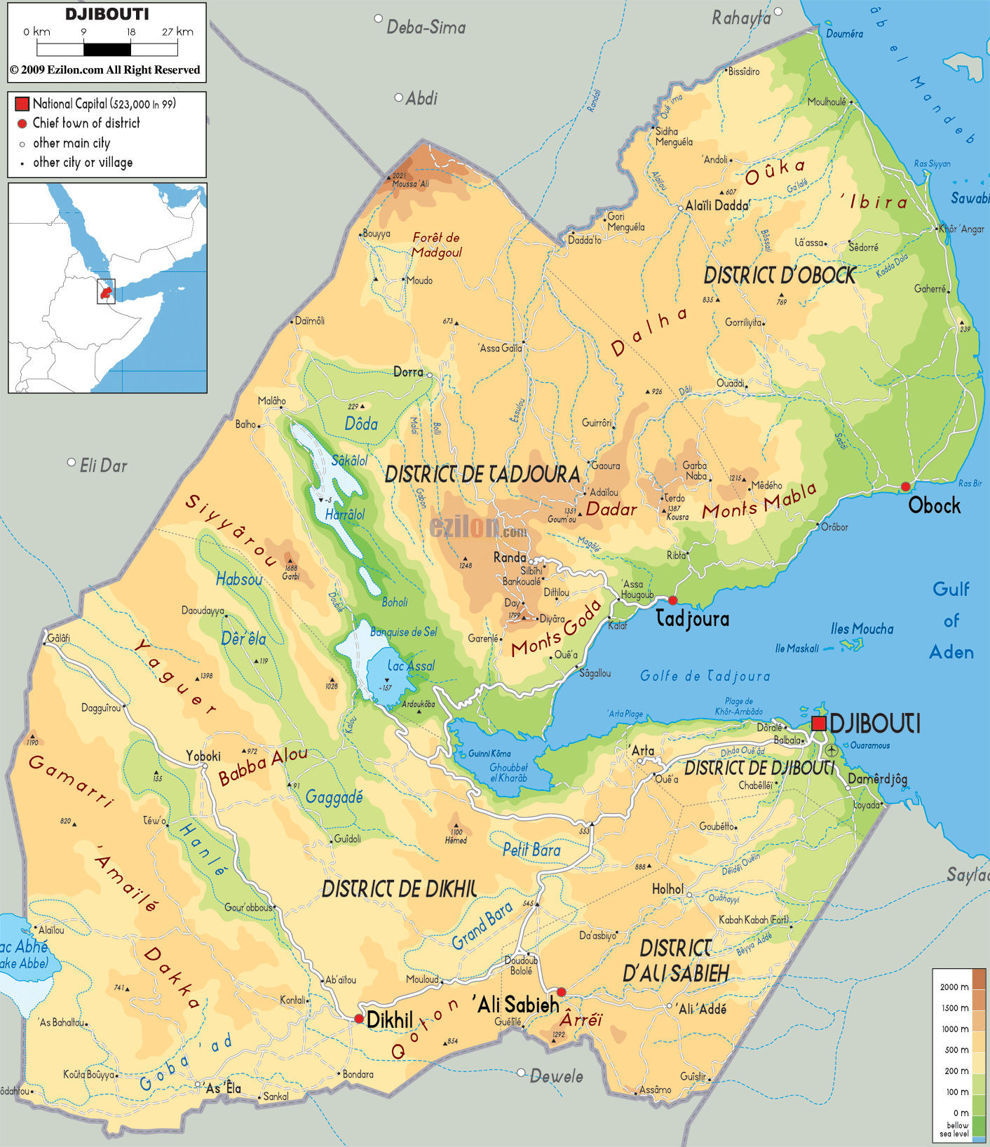 Djibouti physical map