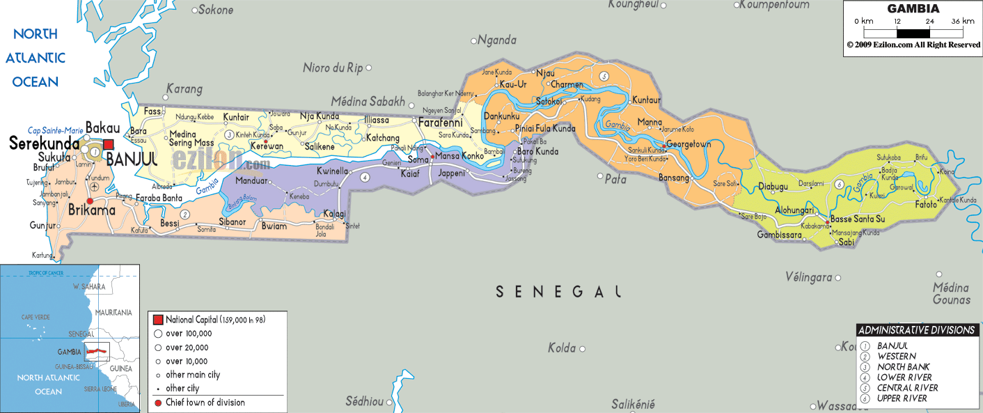political map of Gambia