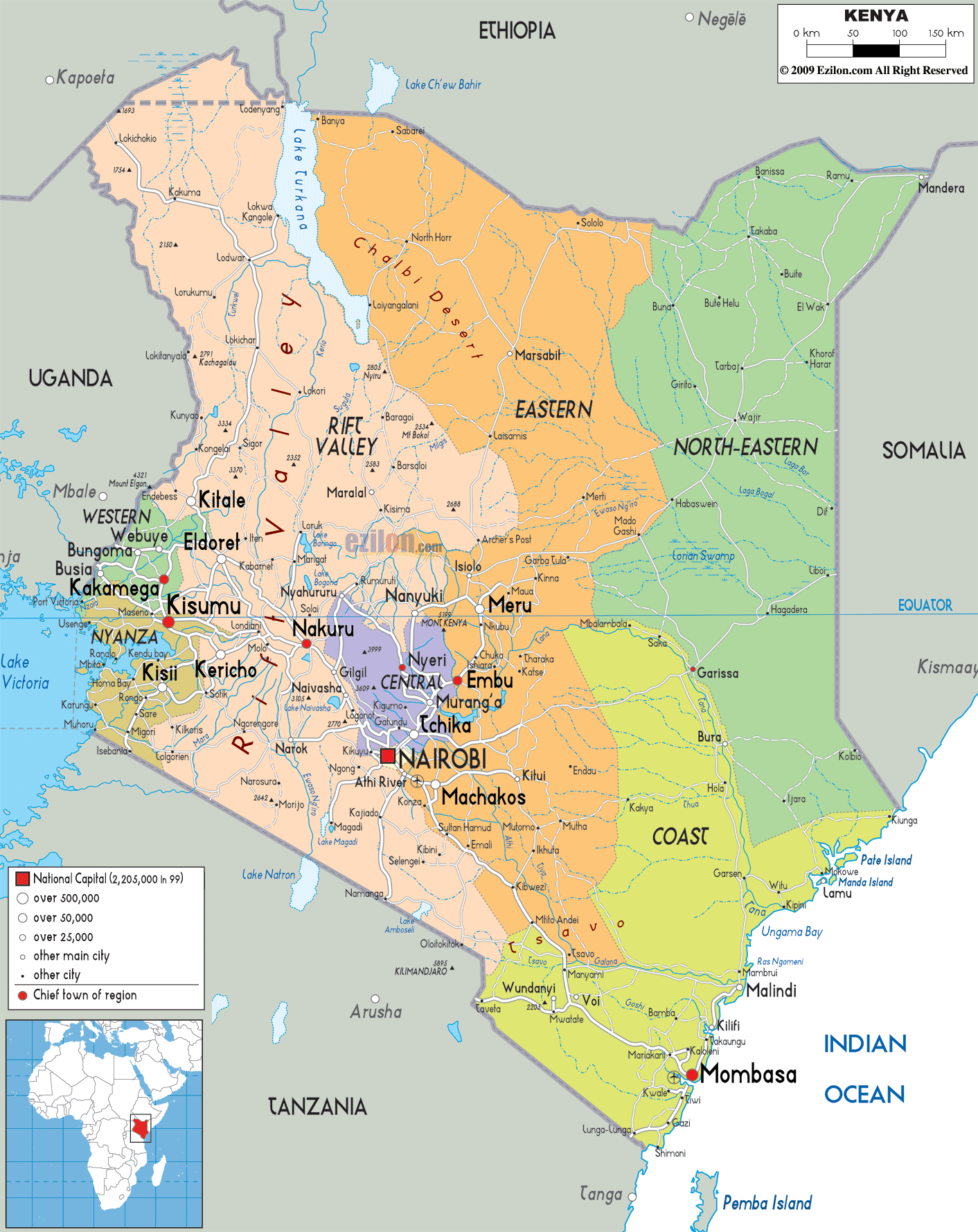 Political Map of Kenya - Ezilon Maps