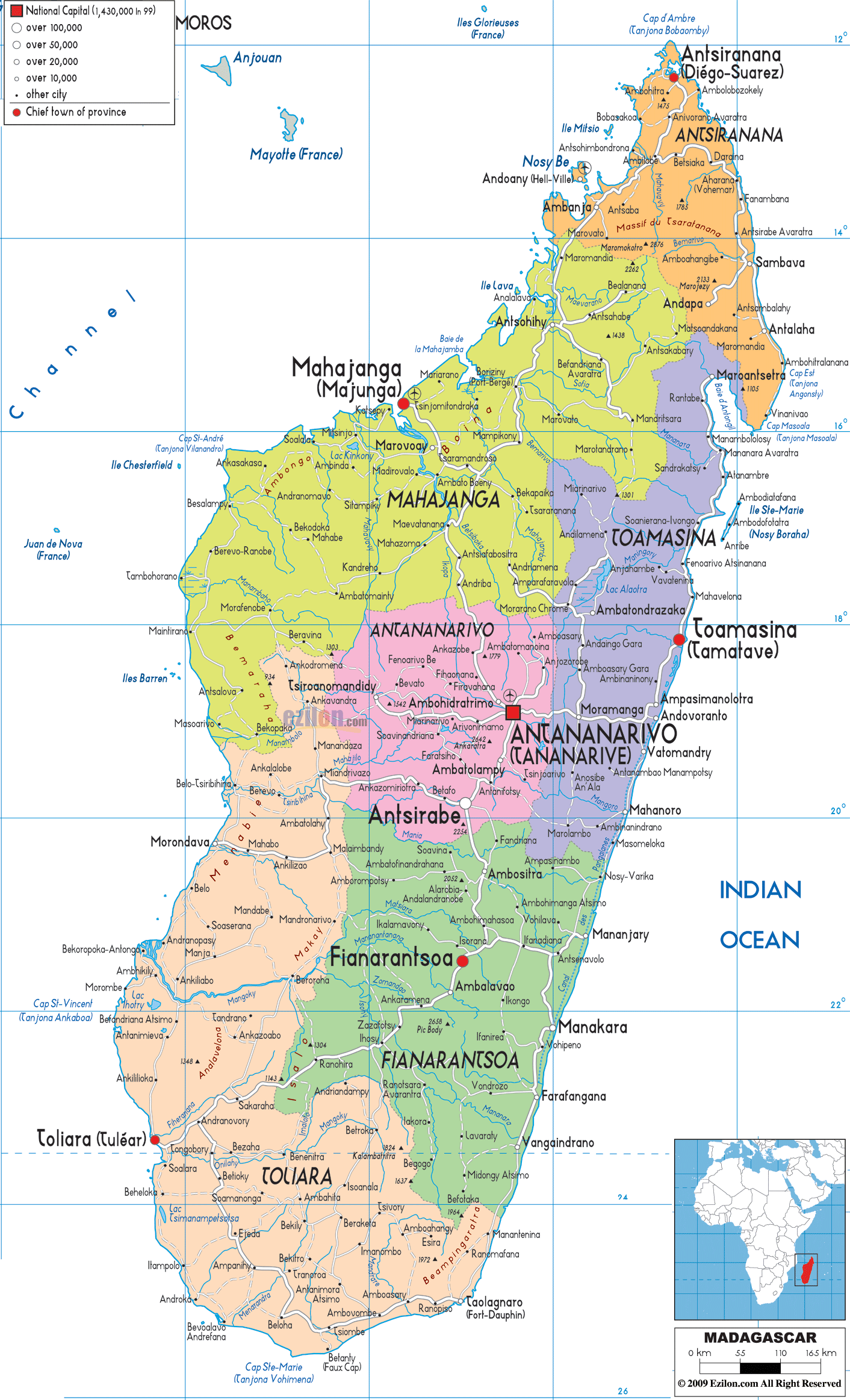 Detailed Political Map Of Madagascar Ezilon Maps