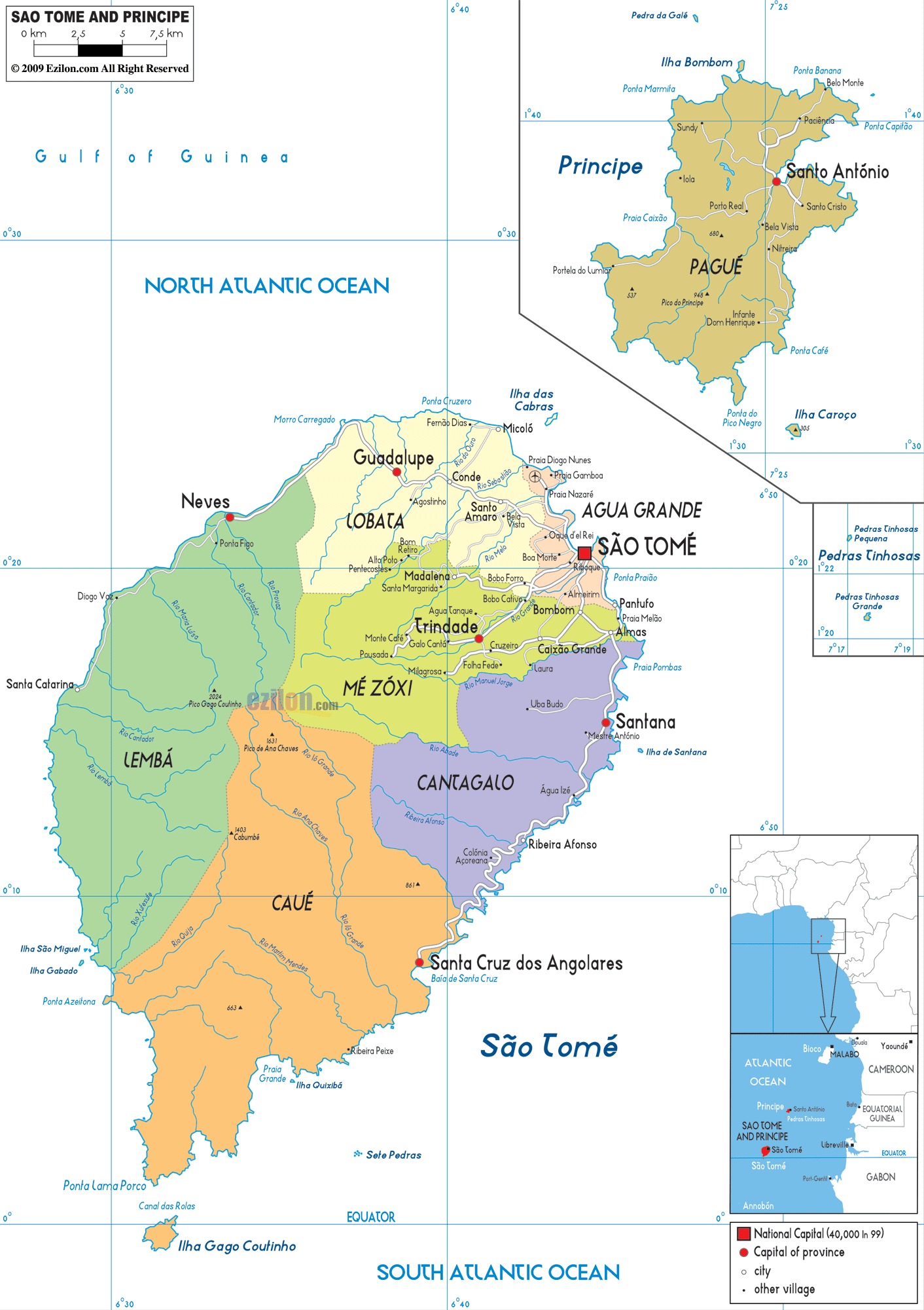 Map of So Tom and Principe and Sao Tomeans Political Map