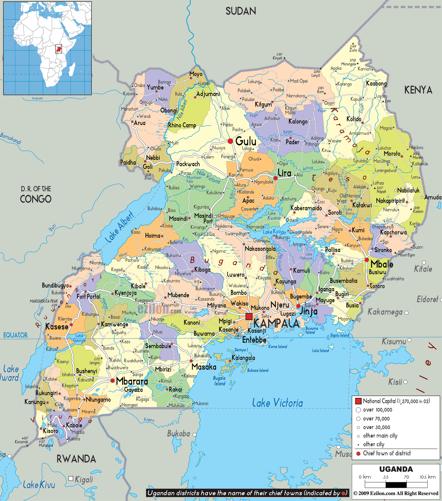 Political Map Of Uganda