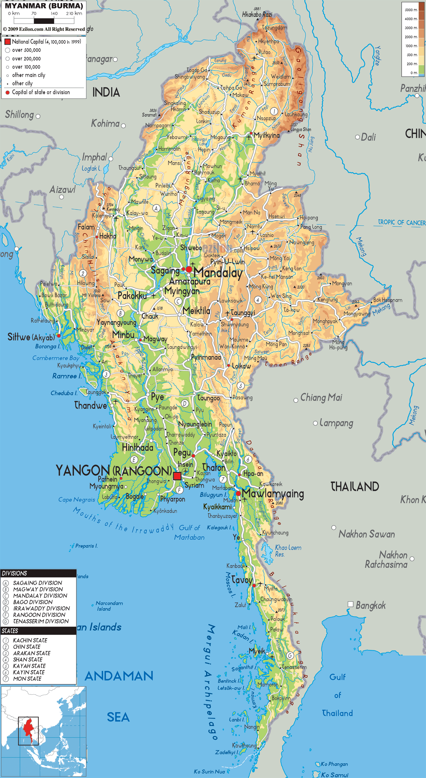 Myanmar Mapa Con Los Estados Mapa De Myanmar Y Los Estados Sur Este Images