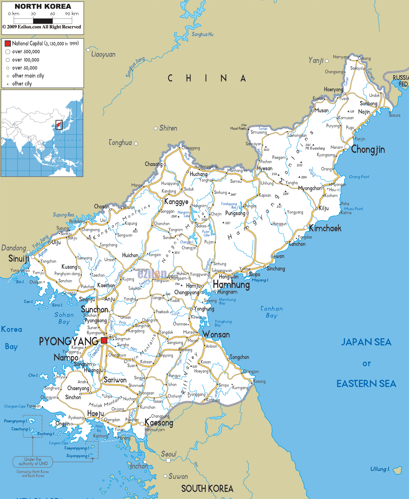 Detailed Clear Large Road Map of North Korea Ezilon Maps Detailed Clear Large Road Map of North Korea Ezilon Maps
