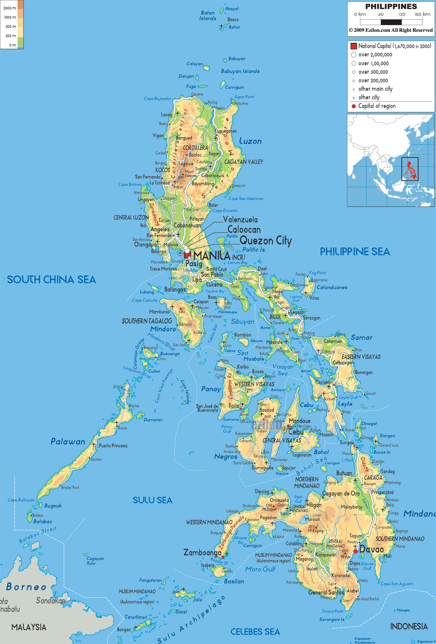 Physical Map Of Philippines Ezilon Maps