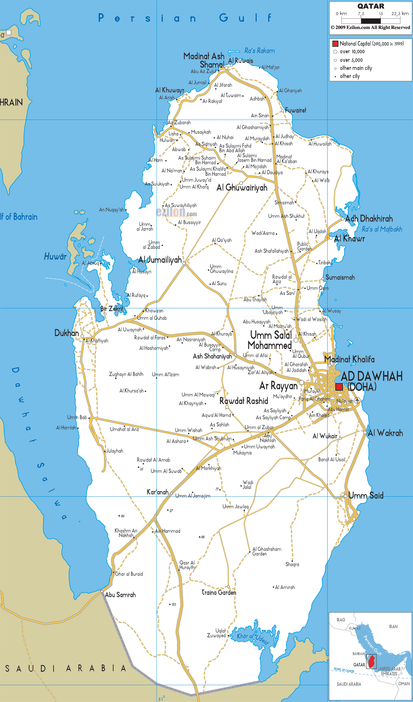 Detailed Clear Large Road Map Of Qatar Ezilon Maps
