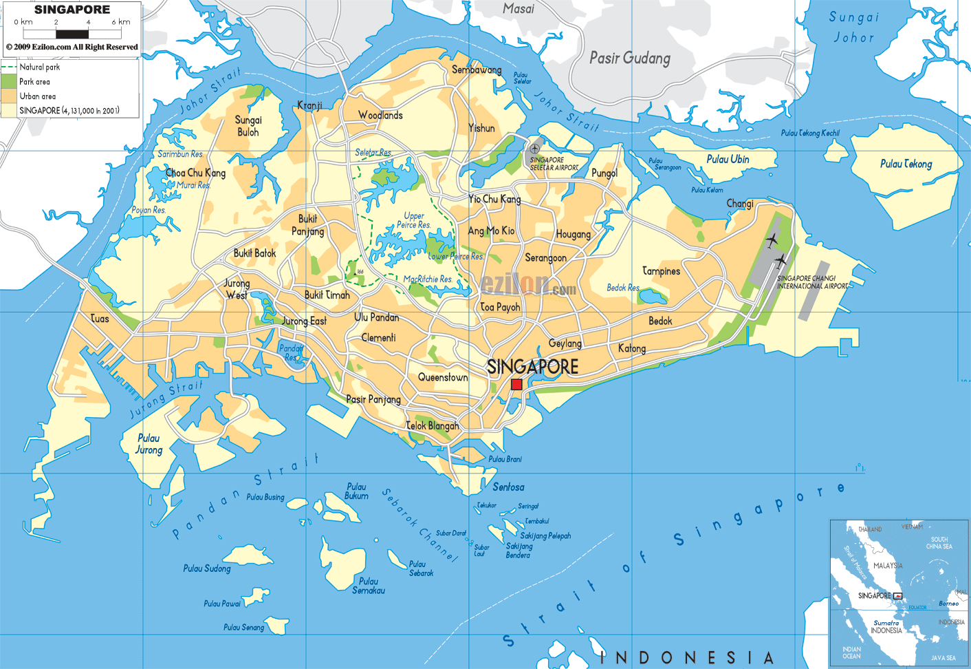 Detailed Political Map of Singapore - Ezilon Maps