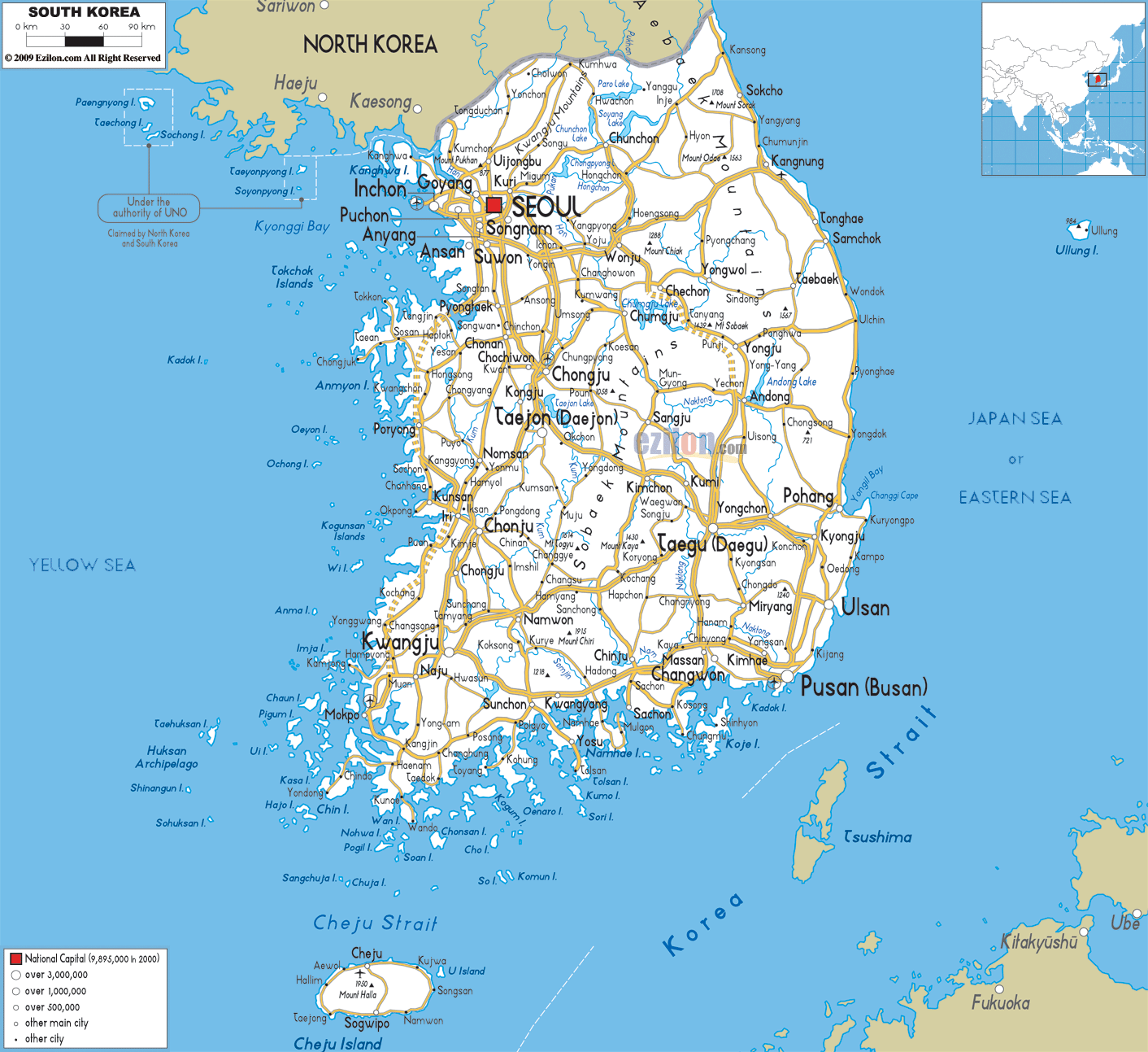 tourist map of south korea cities