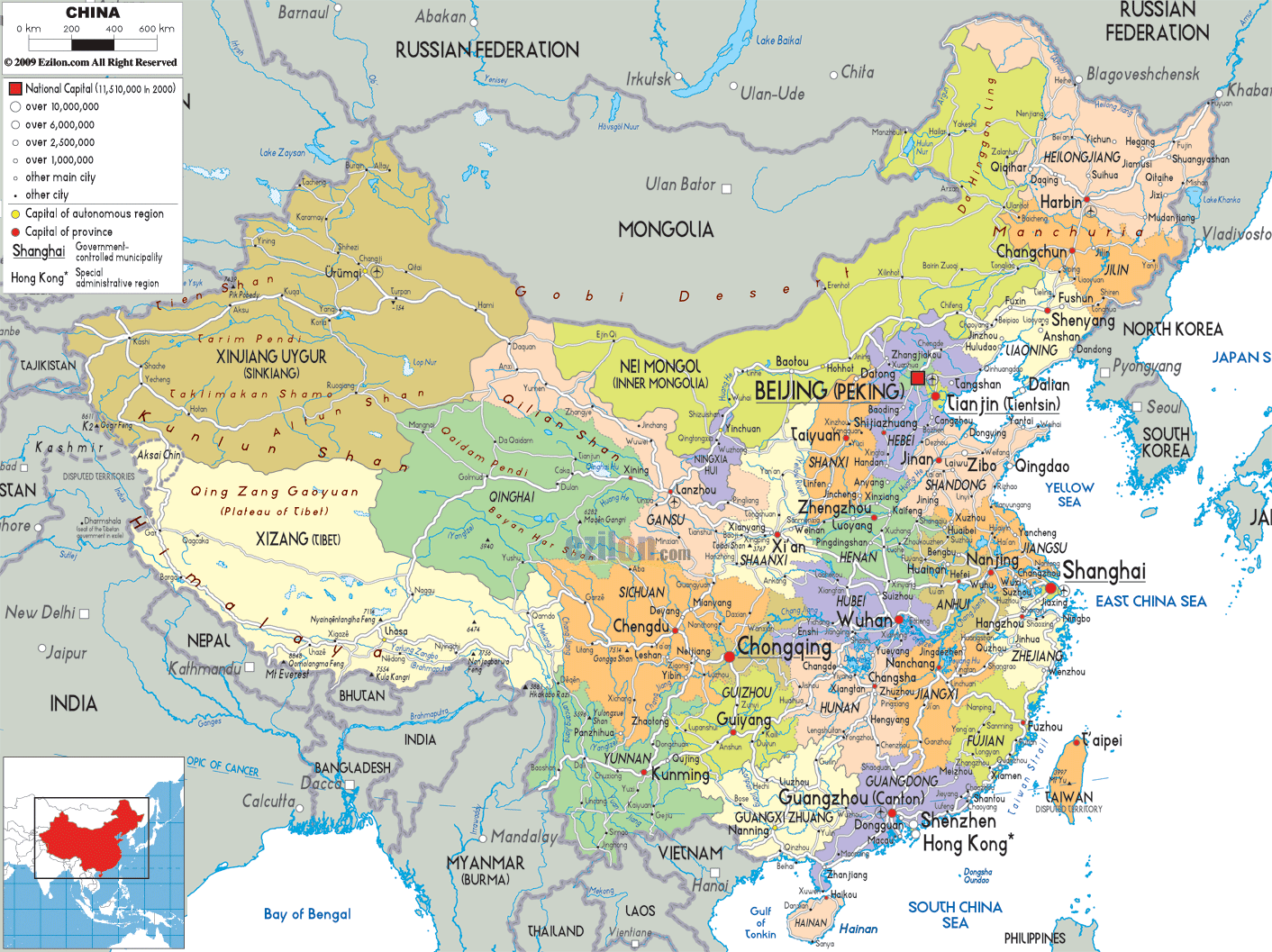 political maps of china Detailed Political Map Of China Ezilon Maps political maps of china