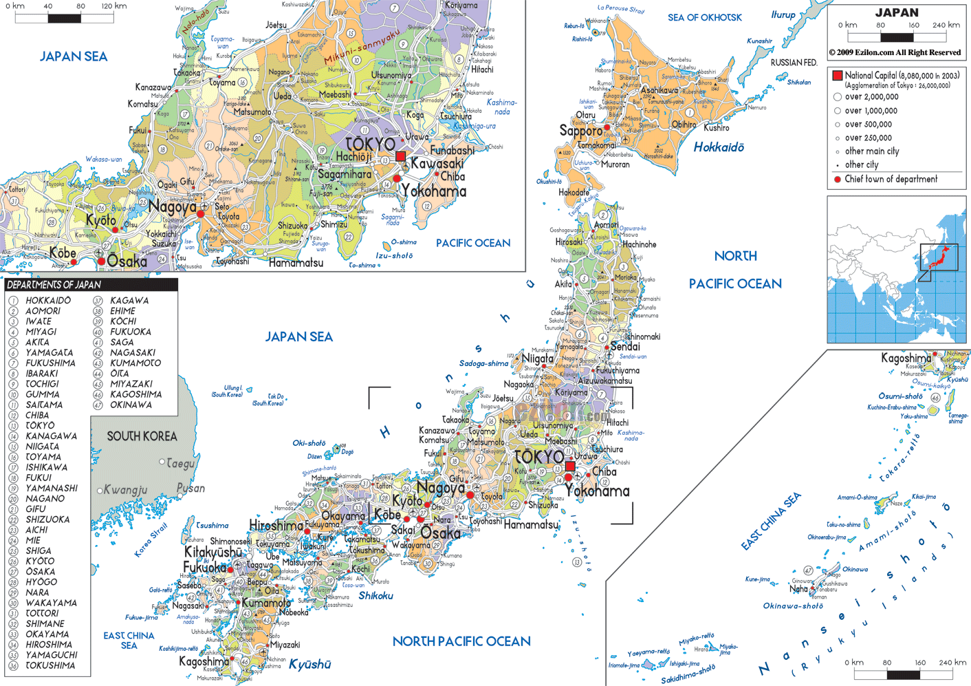 Detailed Political Map Of Japan Ezilon Maps