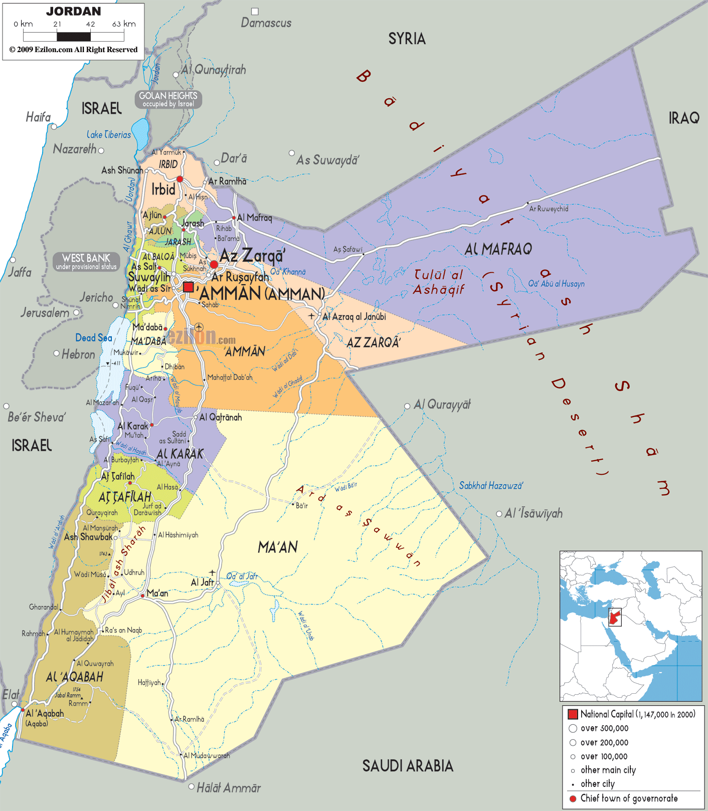 Political Map Of Jordan 