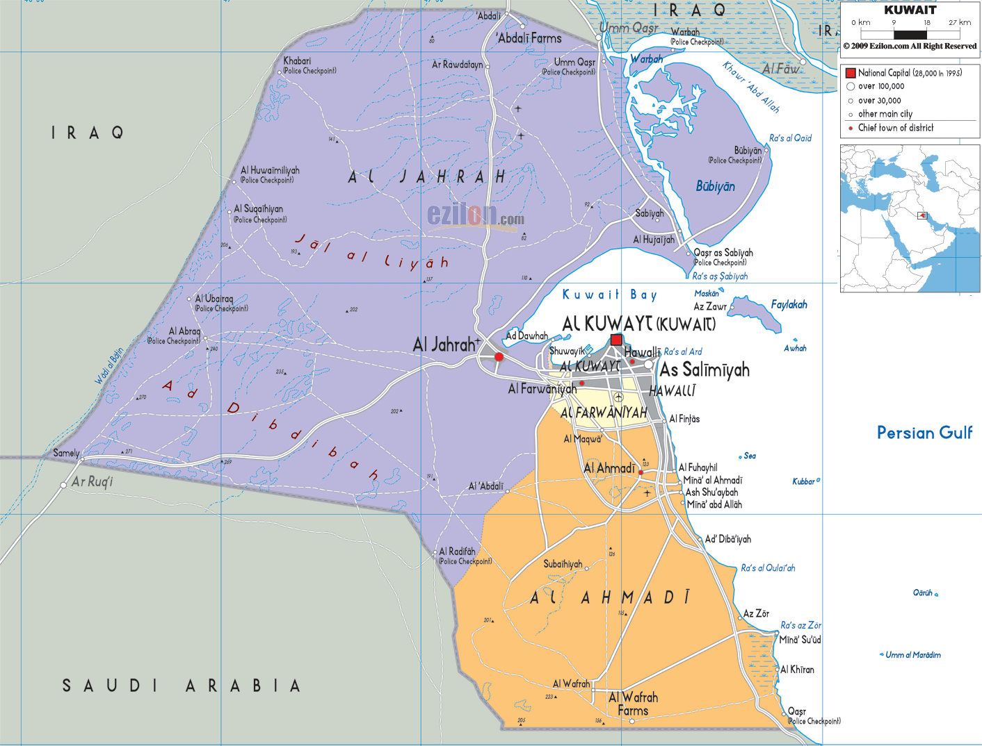 Detailed Political Map Of Kuwait Ezilon Maps
