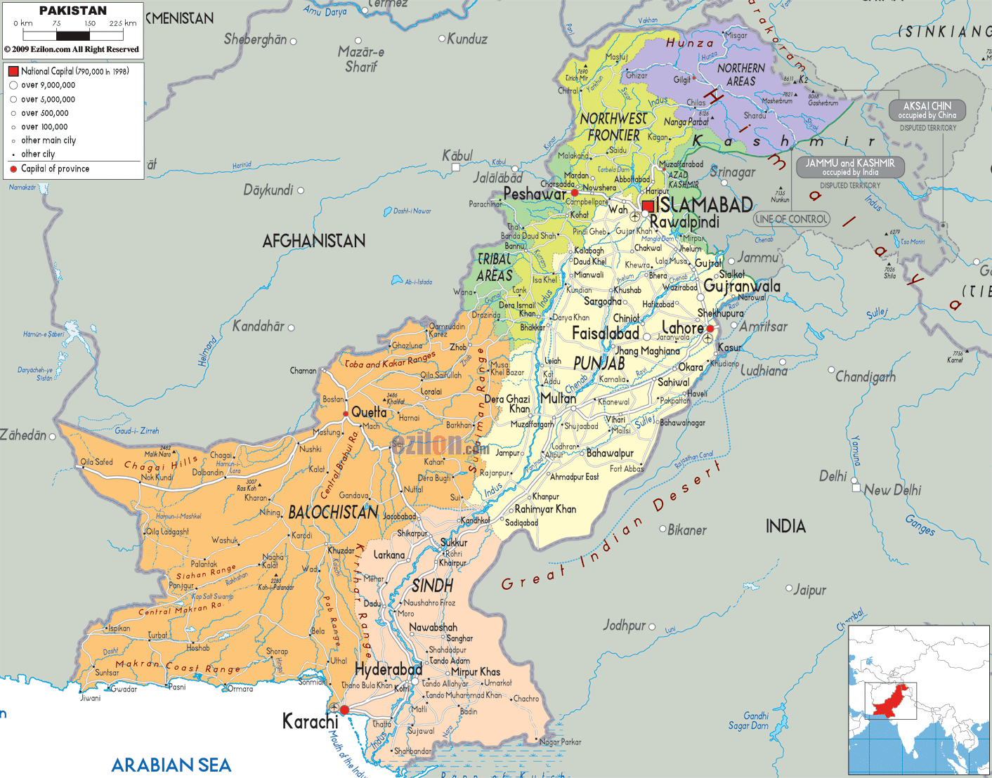 Detailed Political Map Of Pakistan Ezilon Maps