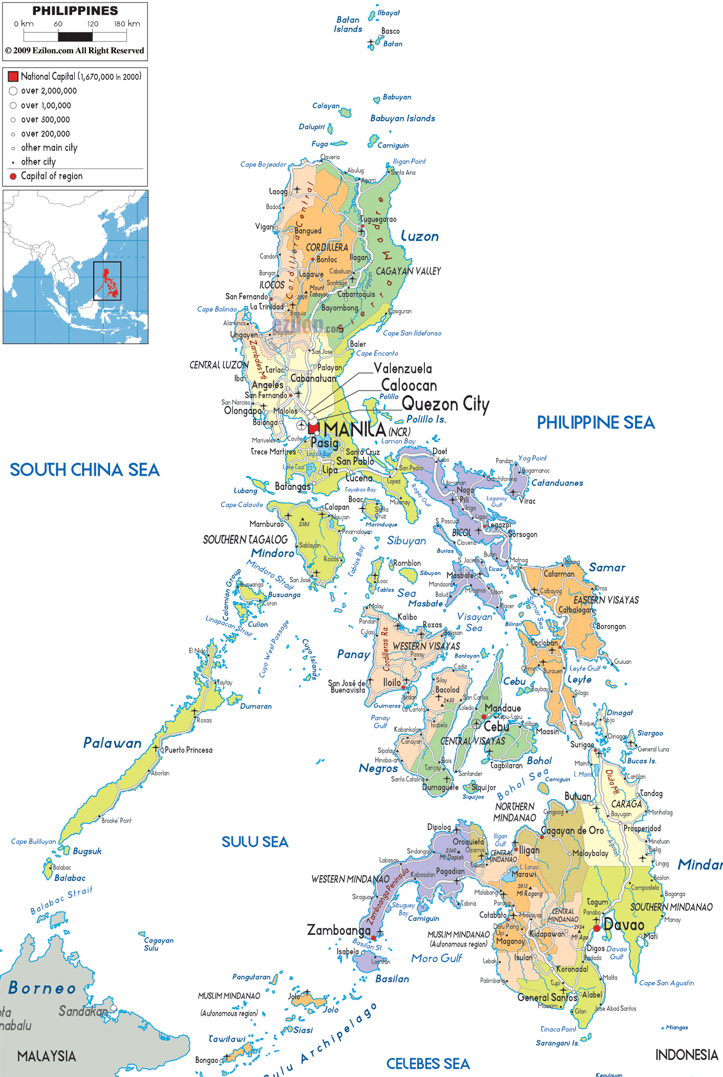 Detailed Political Map of Philippines  Ezilon Maps