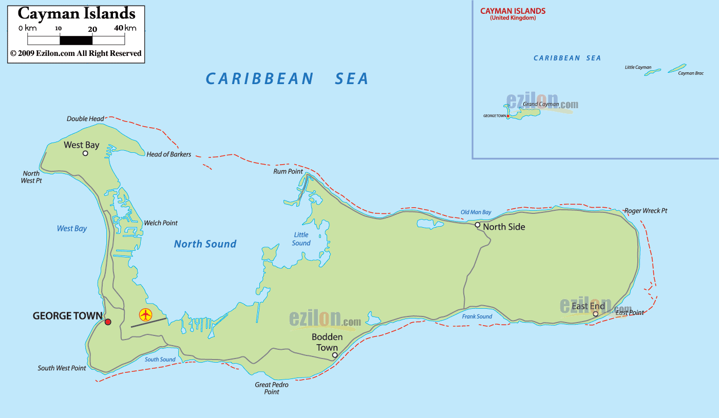 Detailed Political Map of Cayman Islands - Ezilon Maps