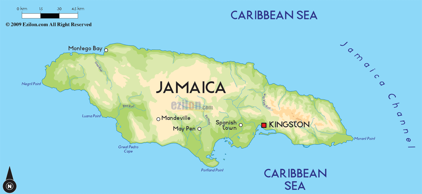 Road Map of Jamaica and Jamaica Road Maps
